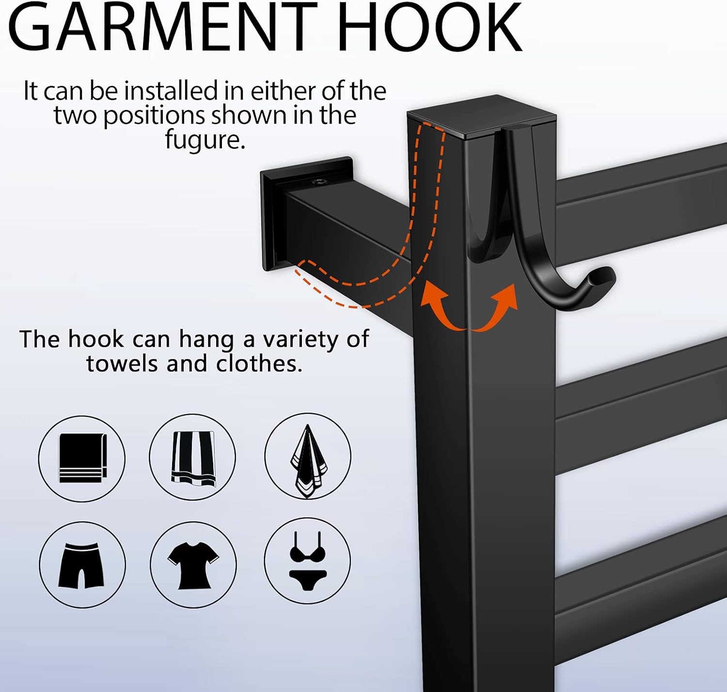 XBVV Matte Black 10-Bar Towel Warmer Rack with Timer and F Display