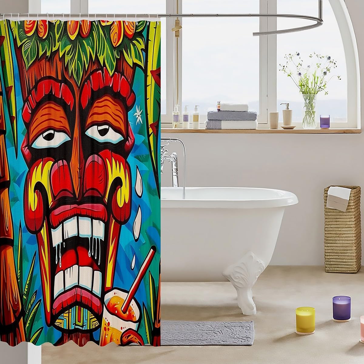 Erosebridal Tiki Warrior Shower Curtain 72x72