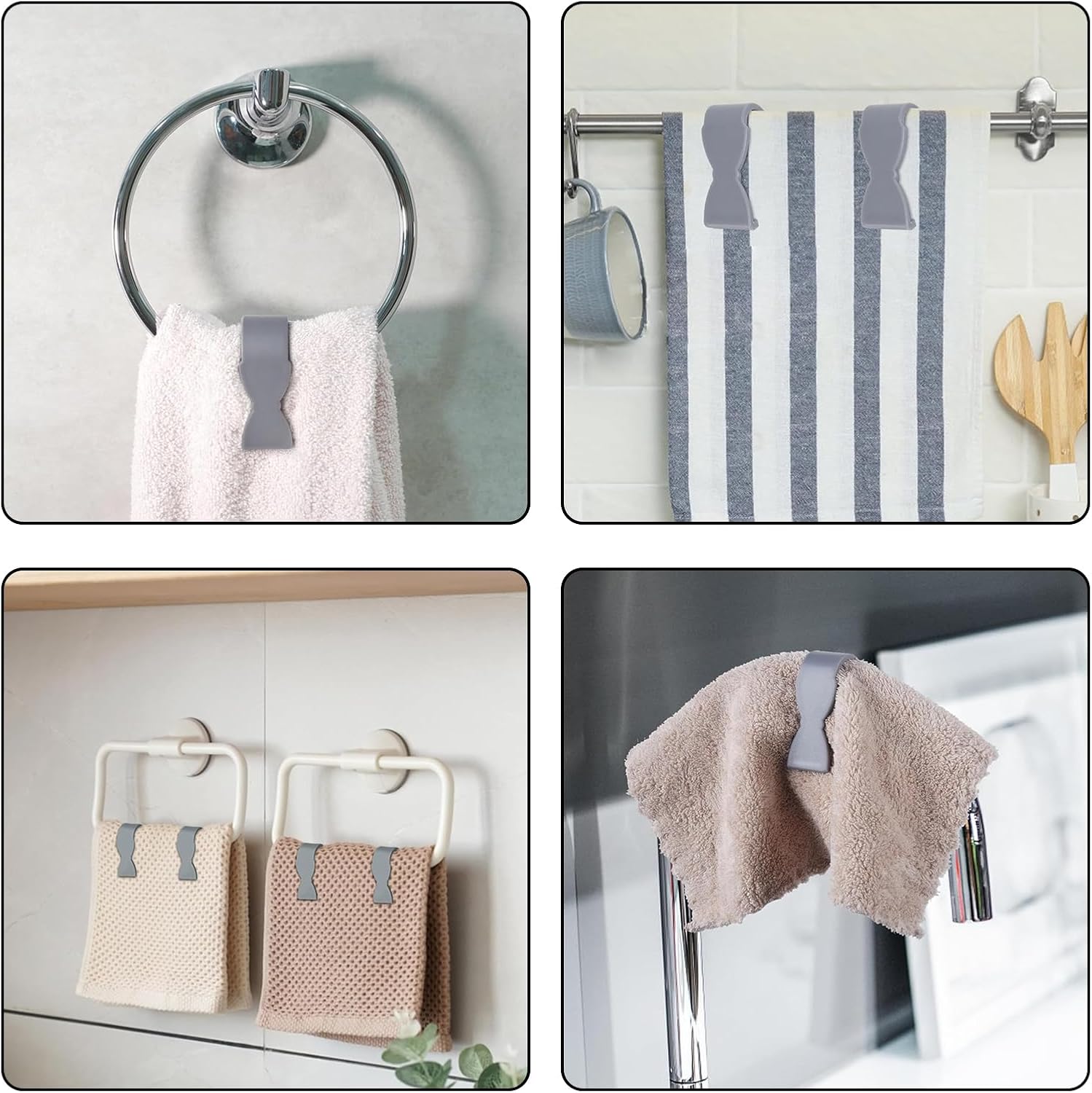 10pcs Grey Durable Towel Clips for Kitchen and Bathroom