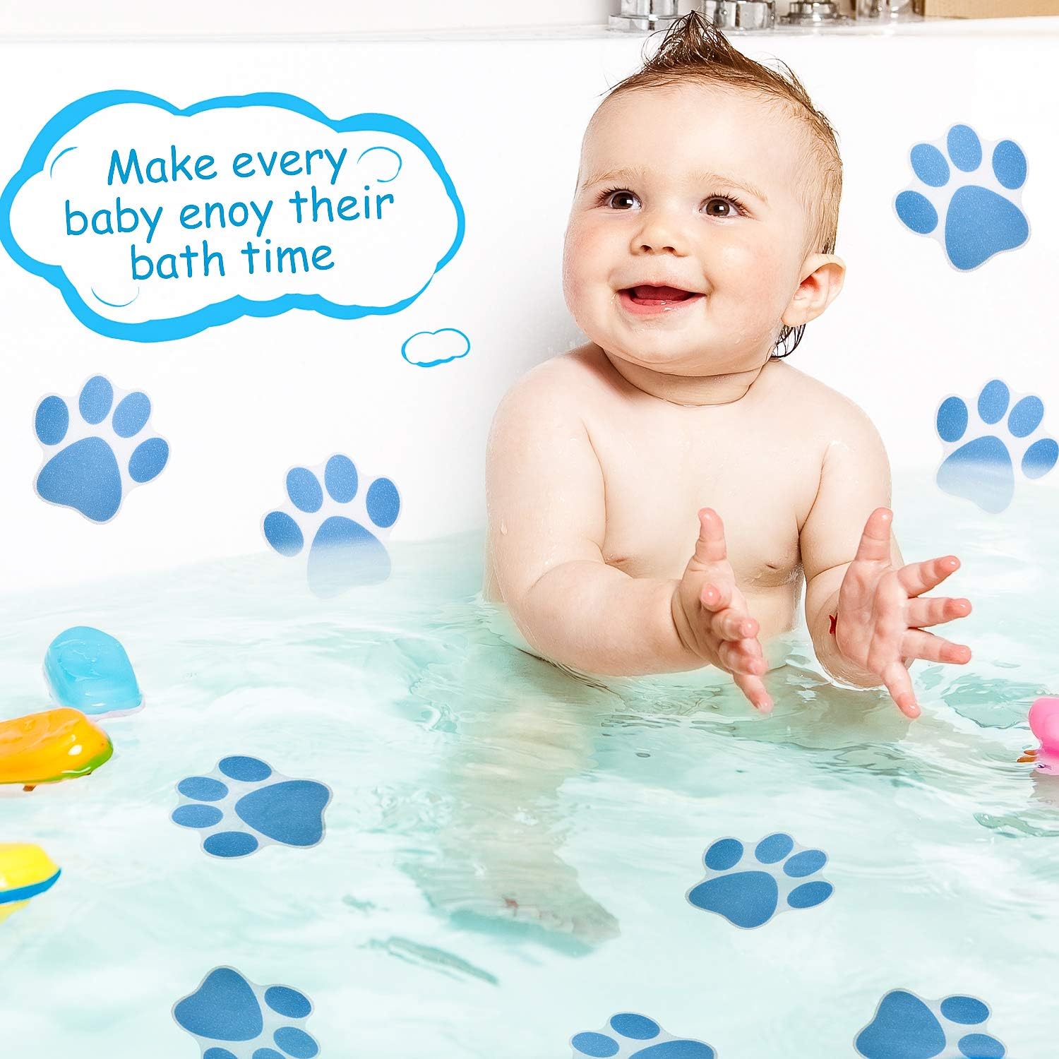 20 Piece Non-Slip Paw Print Bath Treads Blue