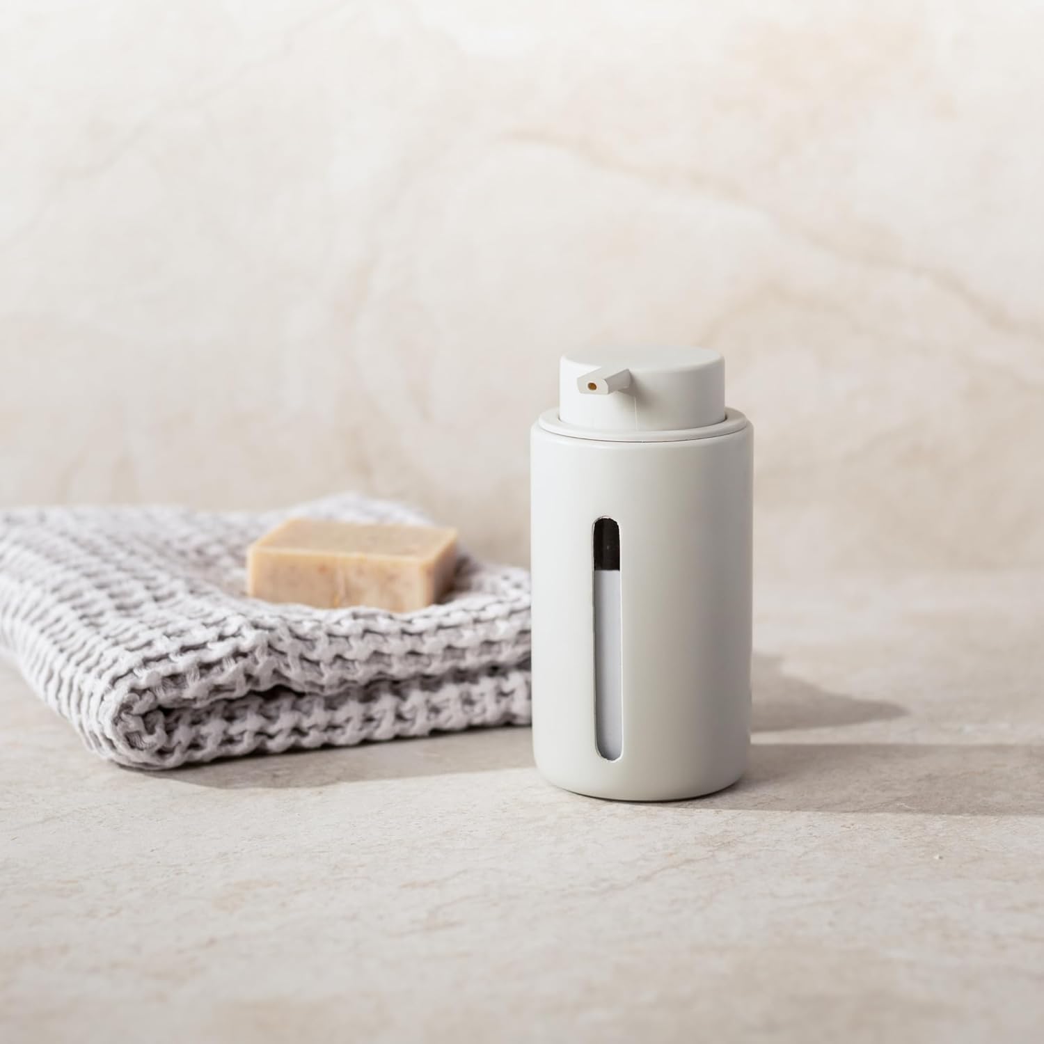 Gray Soap or Lotion Dispenser with Display Window