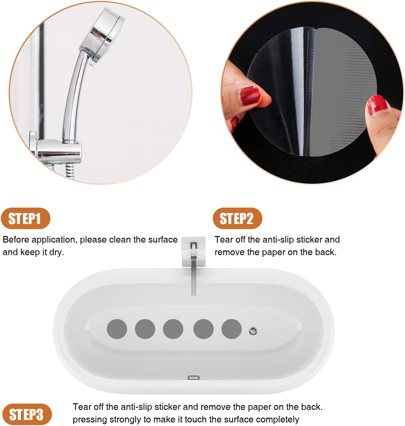 Secopad Non-Slip Bathtub Stickers 24PCS Gray