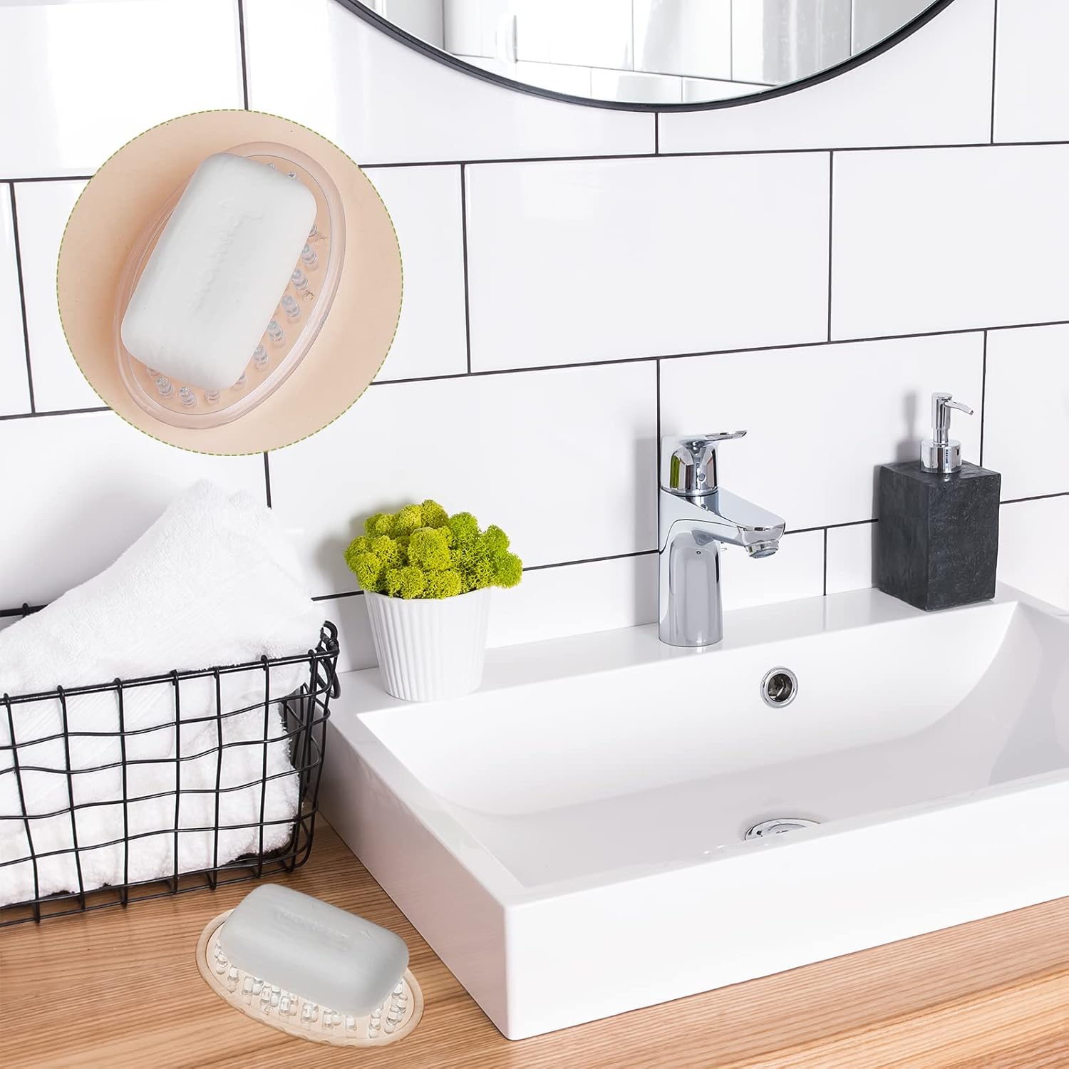 Yoande Clear 2Pc Plastic Soap Dish with Drain Holes
