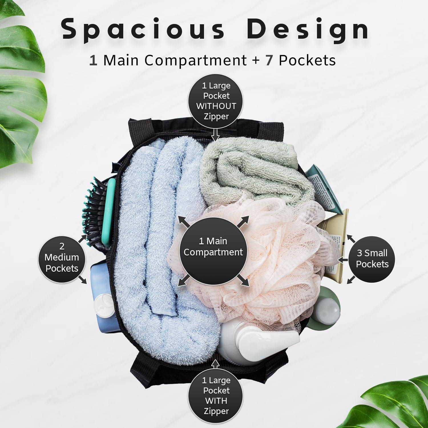 DV Lifestyle Mesh Shower Caddy with 7 Pockets and Zipper 1