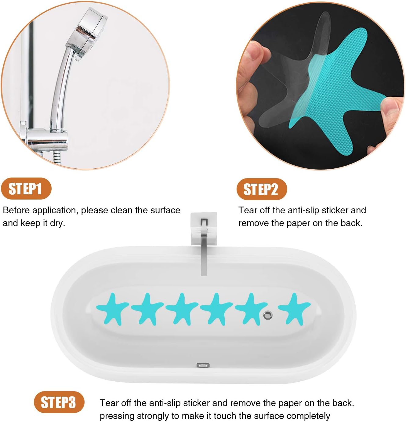 Secopad Anti-Slip Shower Stickers 24PCS Blue