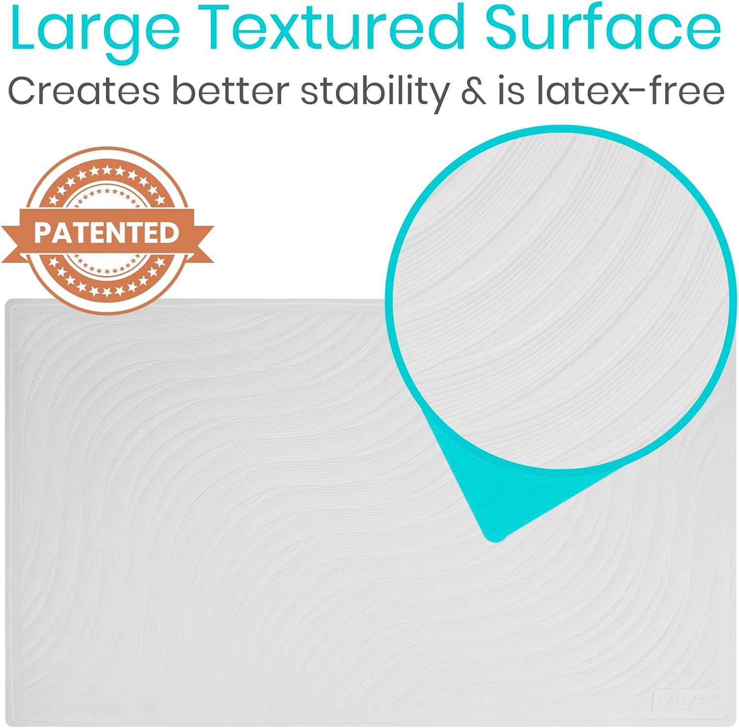 Vive Non-Slip Bath Mat with Suction Cups - 28 x 16 XL