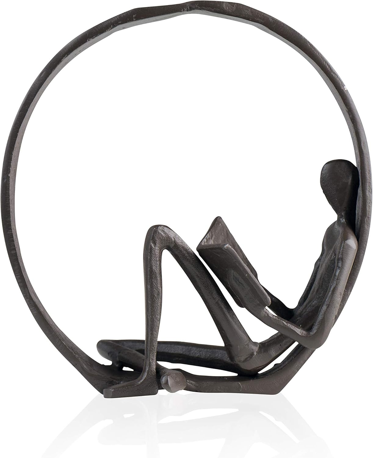 Danya B Contemporary Encircled Reader Cast Iron Sculpture Single Male
