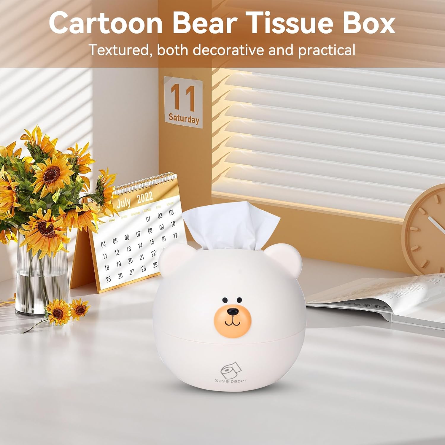 Cute Cartoon Bear Tissue Holder for Kids Room Decor