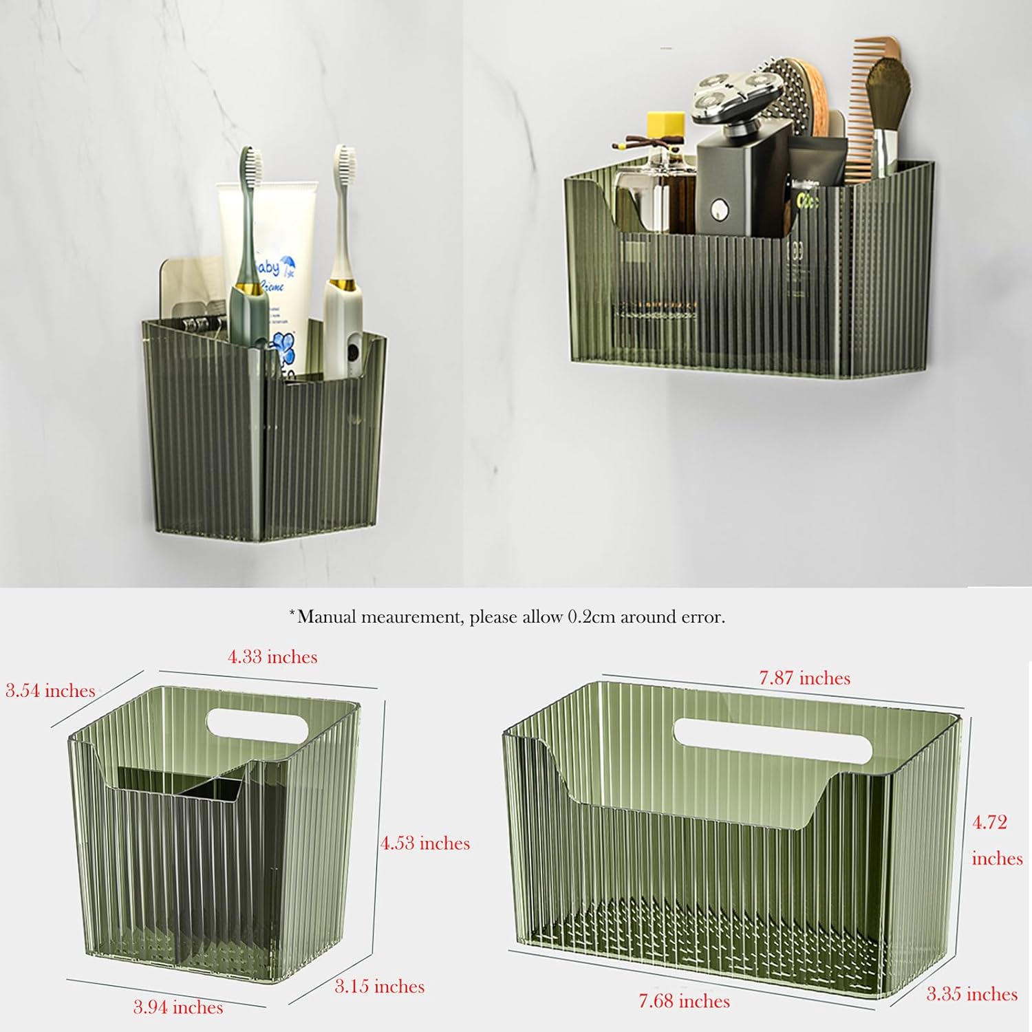 Lae Nuvole Set Of 2 Wall Mounted Shower Caddy Organizer Bins