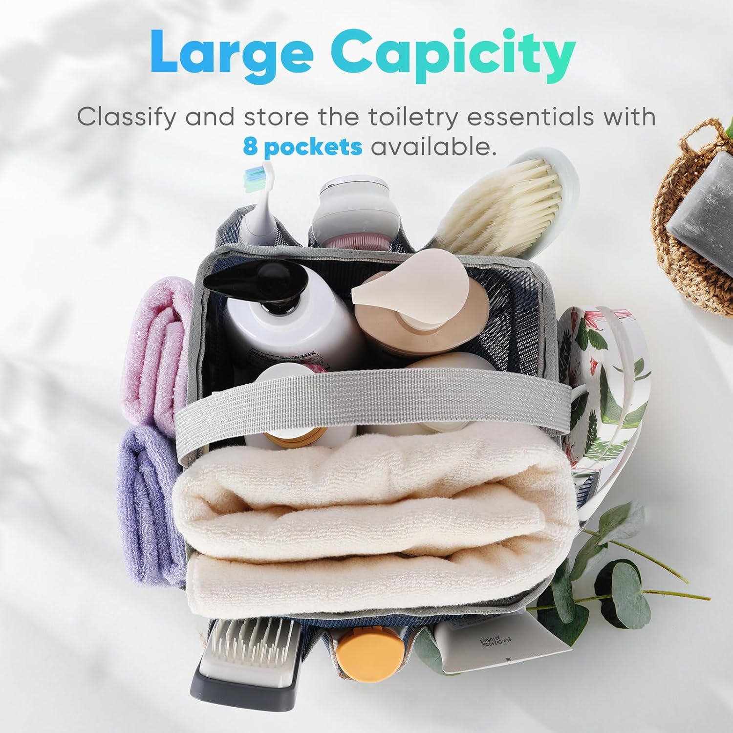 EUDELE Mesh Shower Caddy Portable with 8 Pockets