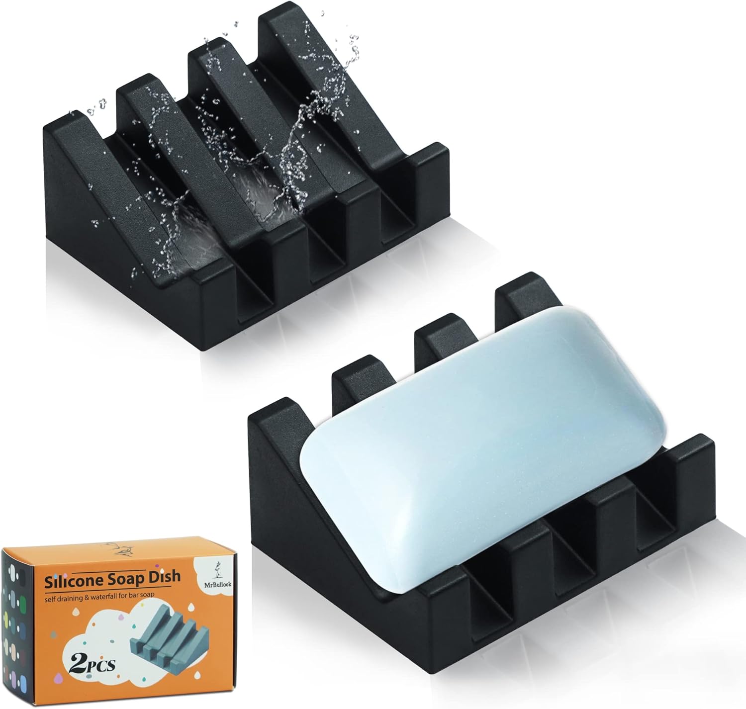 AIXIAOYA Silicone Soap Dish - Self Draining Easy Cleaning
