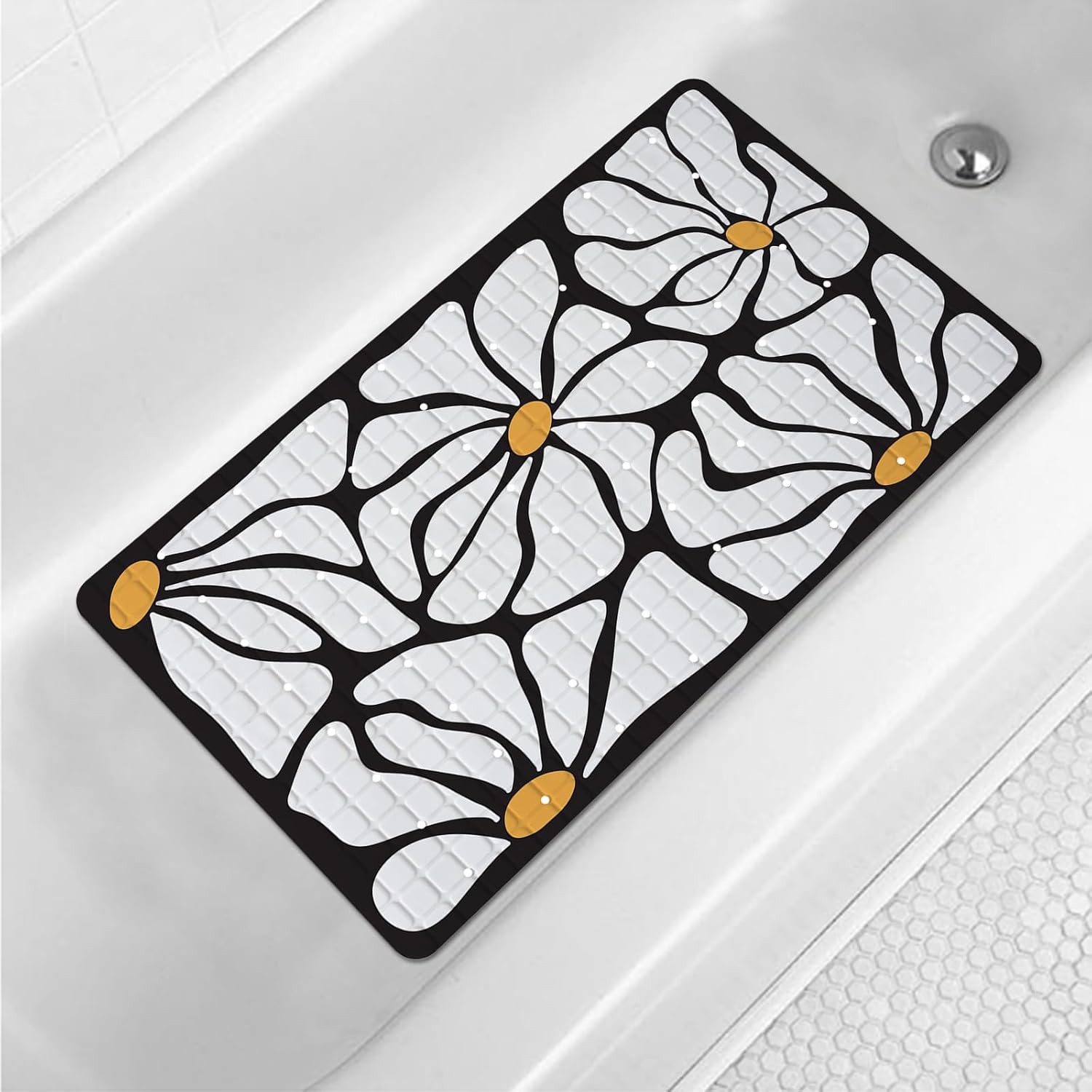 Floral Bathtub Mat Non Slip for Kids 27x16in 1
