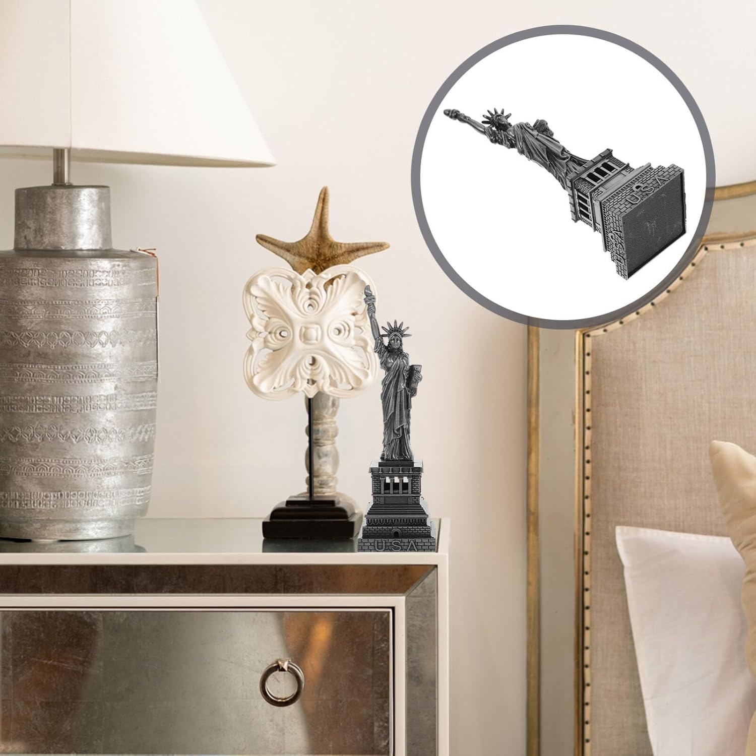 Gray Metal Statue Figurine New York City Landmark Decor