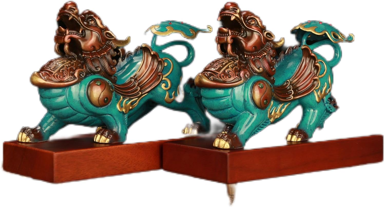 Usoway Brass Qilin Pair Home Decor Collection