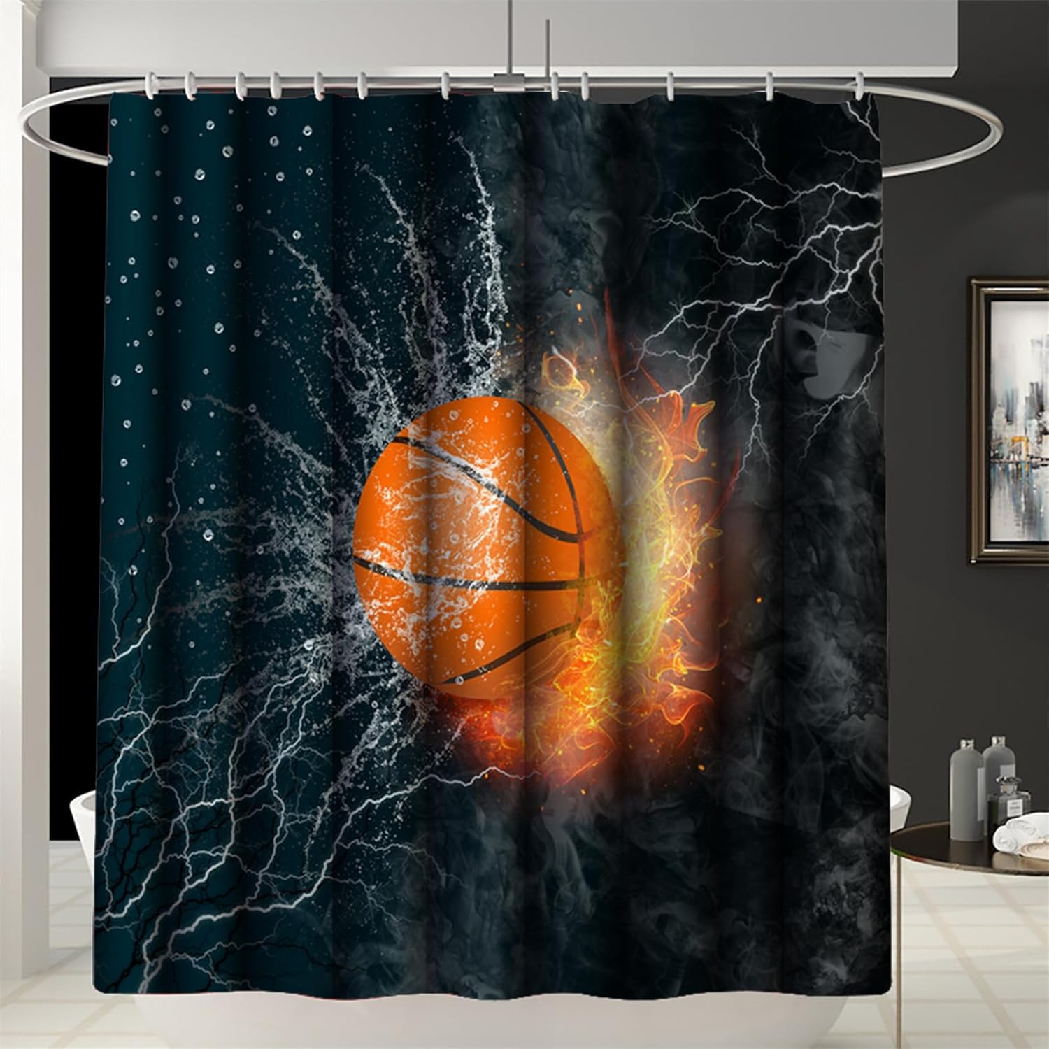 Basketball Shower Curtain Set 4 Pcs for Kids