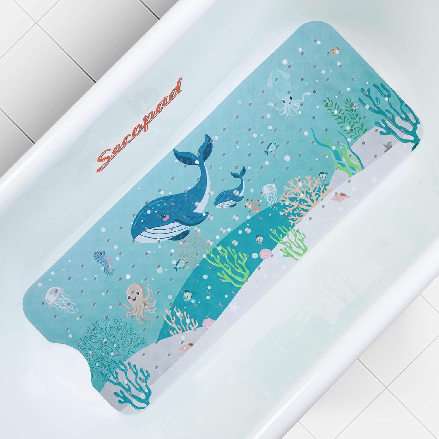 Secopad Cartoon Baby Bath Mat with Suction Cups