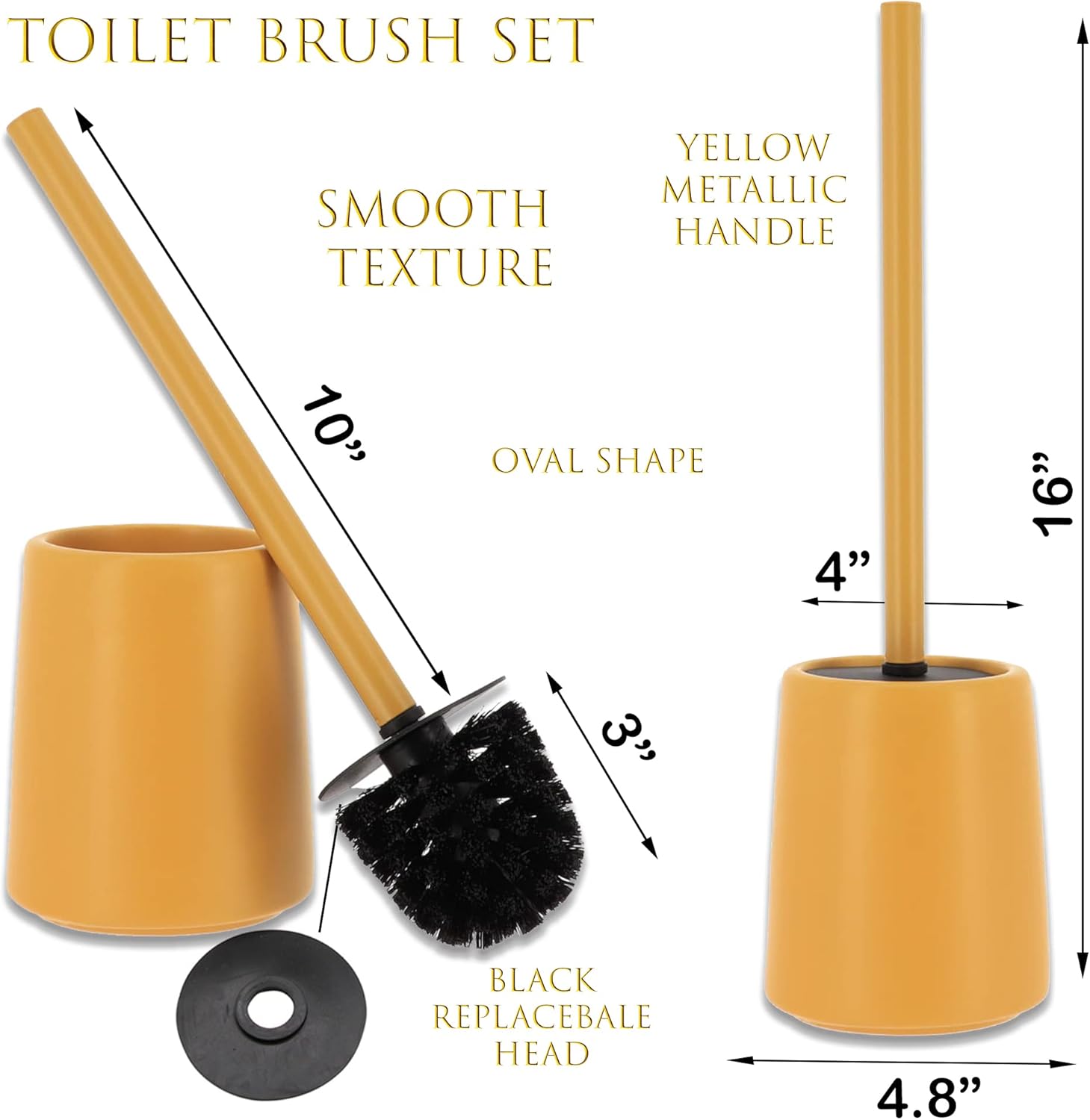 Elegant Stoneware Toilet Brush Set - Yellow Mustard