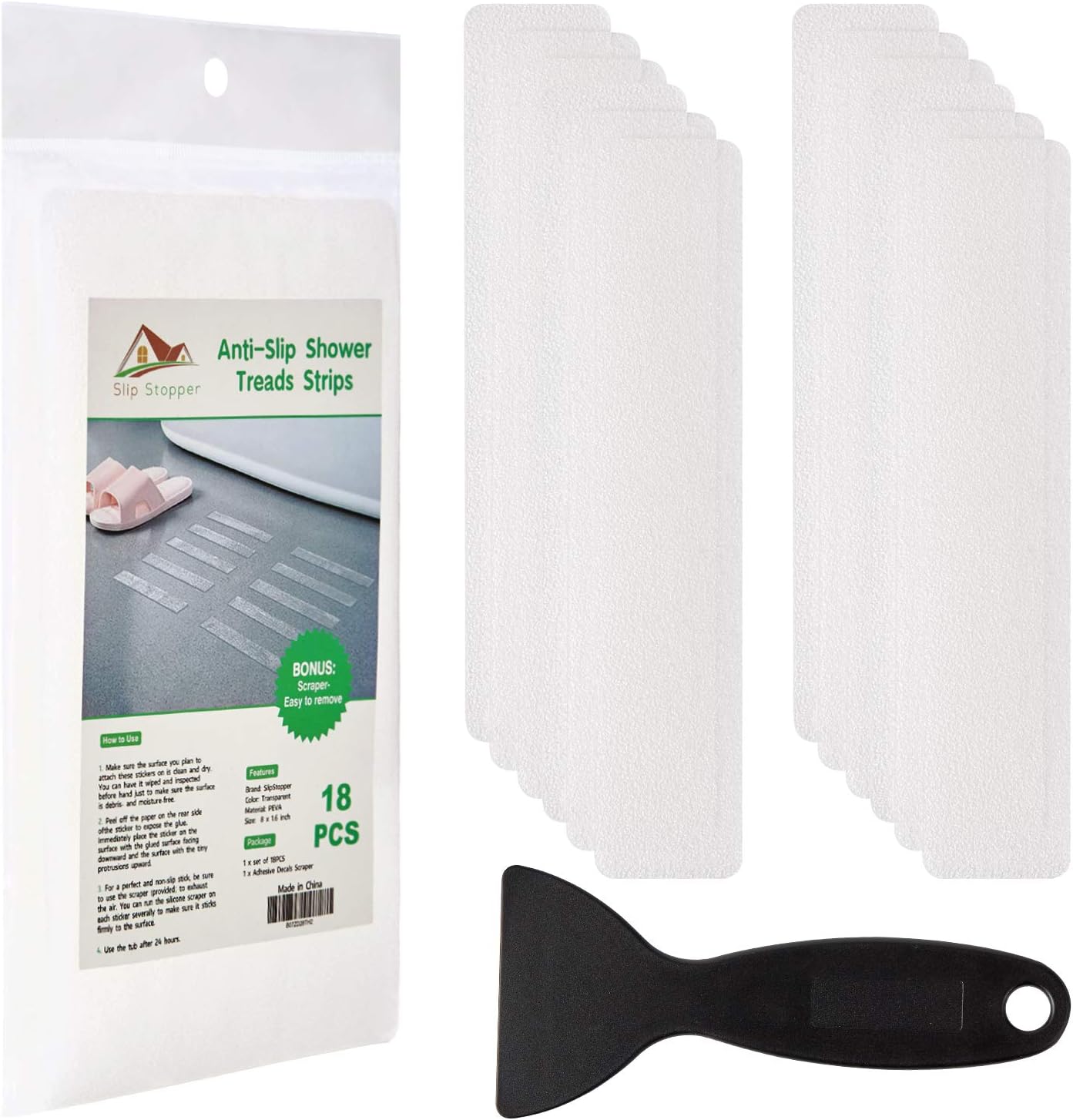 SlipStopper Non-Slip Bathtub Strips 18PCS