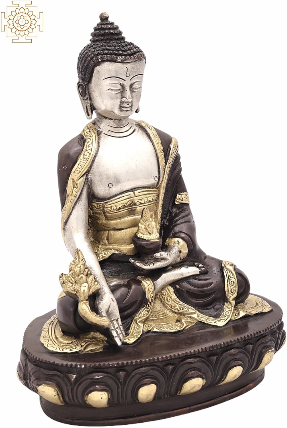 8-Inch Medicine Buddha Brass Statue - Spiritual Healing Meditation Idol