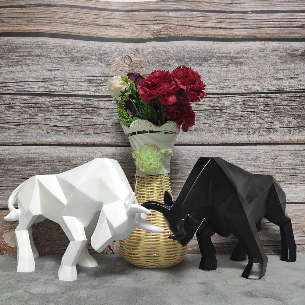 ASNOMY Black Bull Polyresin Statue Home Decor