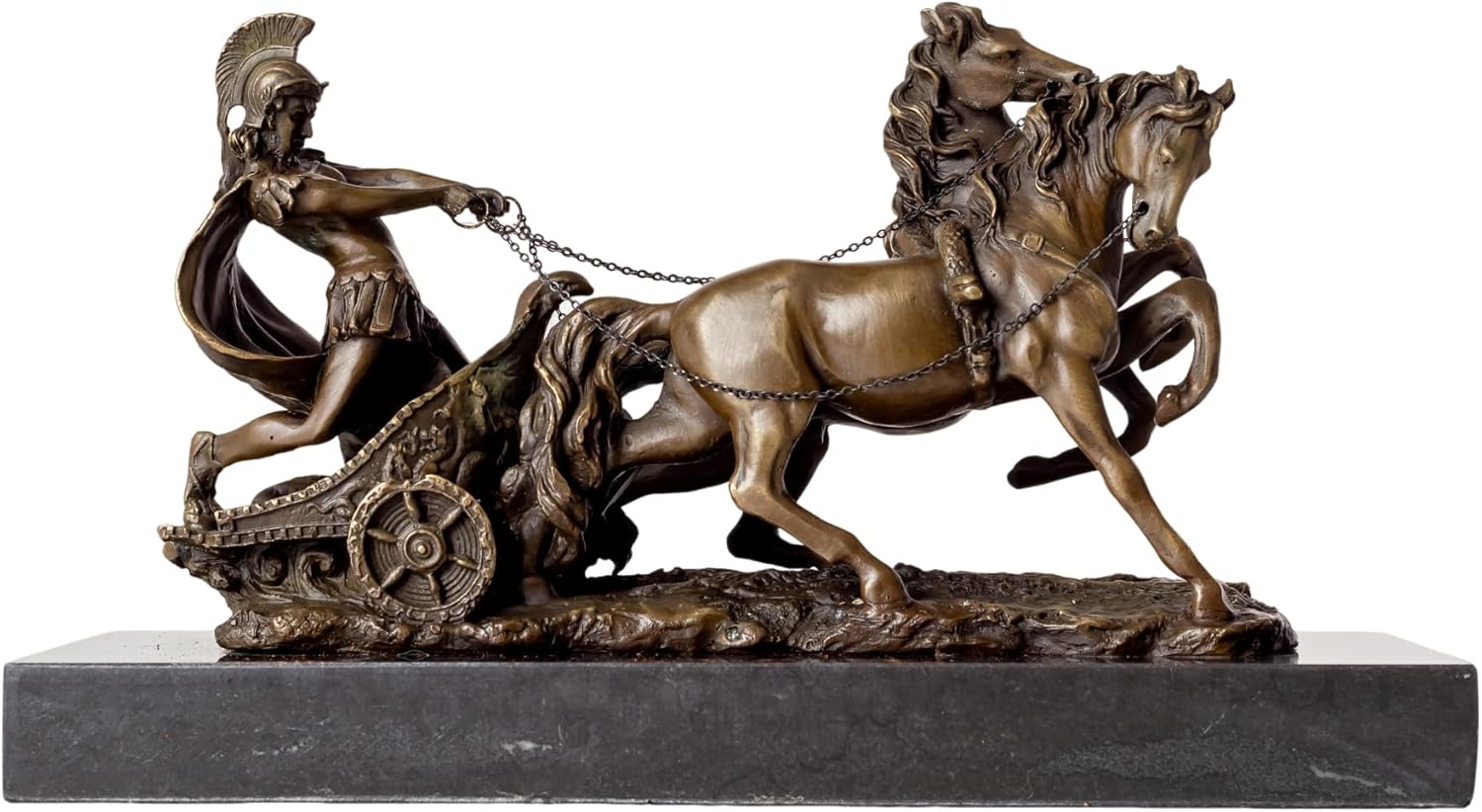YouFine Bronze Greek Warrior Chariot Statue - 122 Inch