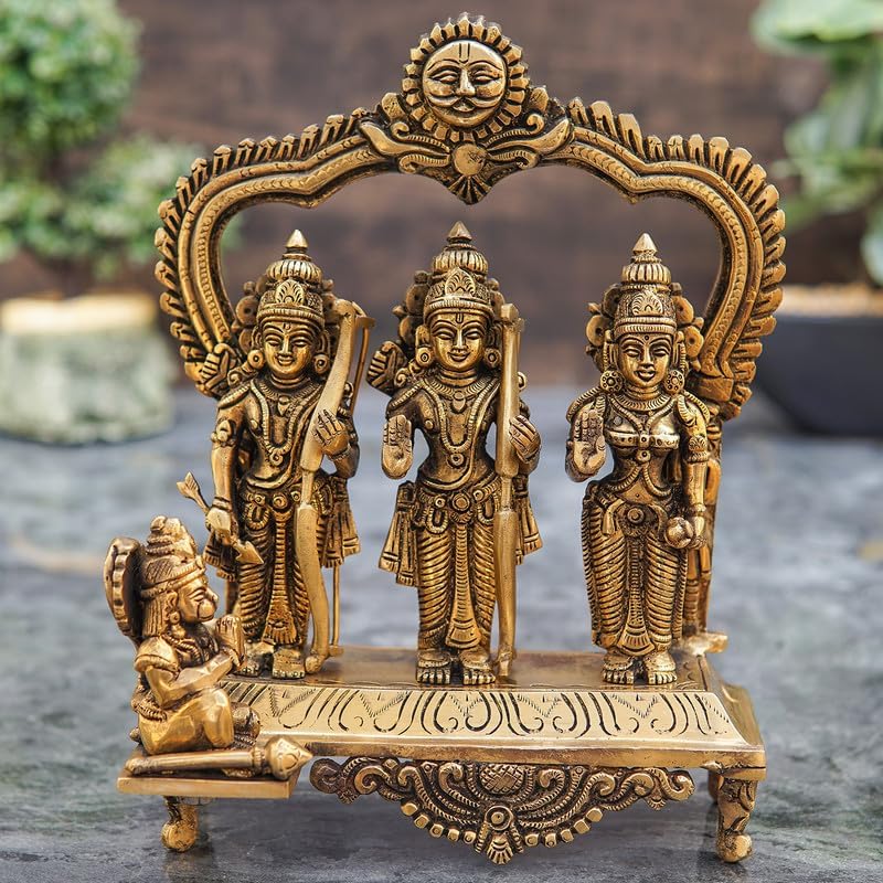 Statuestudio Brass Ram Sita Laxman Hanuman Idol Set 9 Inch
