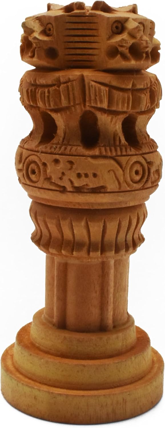 Samyuktha Wood Ashoka Stambh 9 CM Decor Showpiece 1