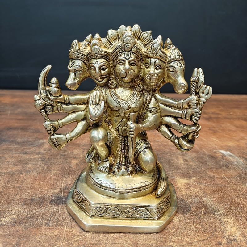 Statuestudio Panchmukhi Hanuman Statue 7 Inch Brass