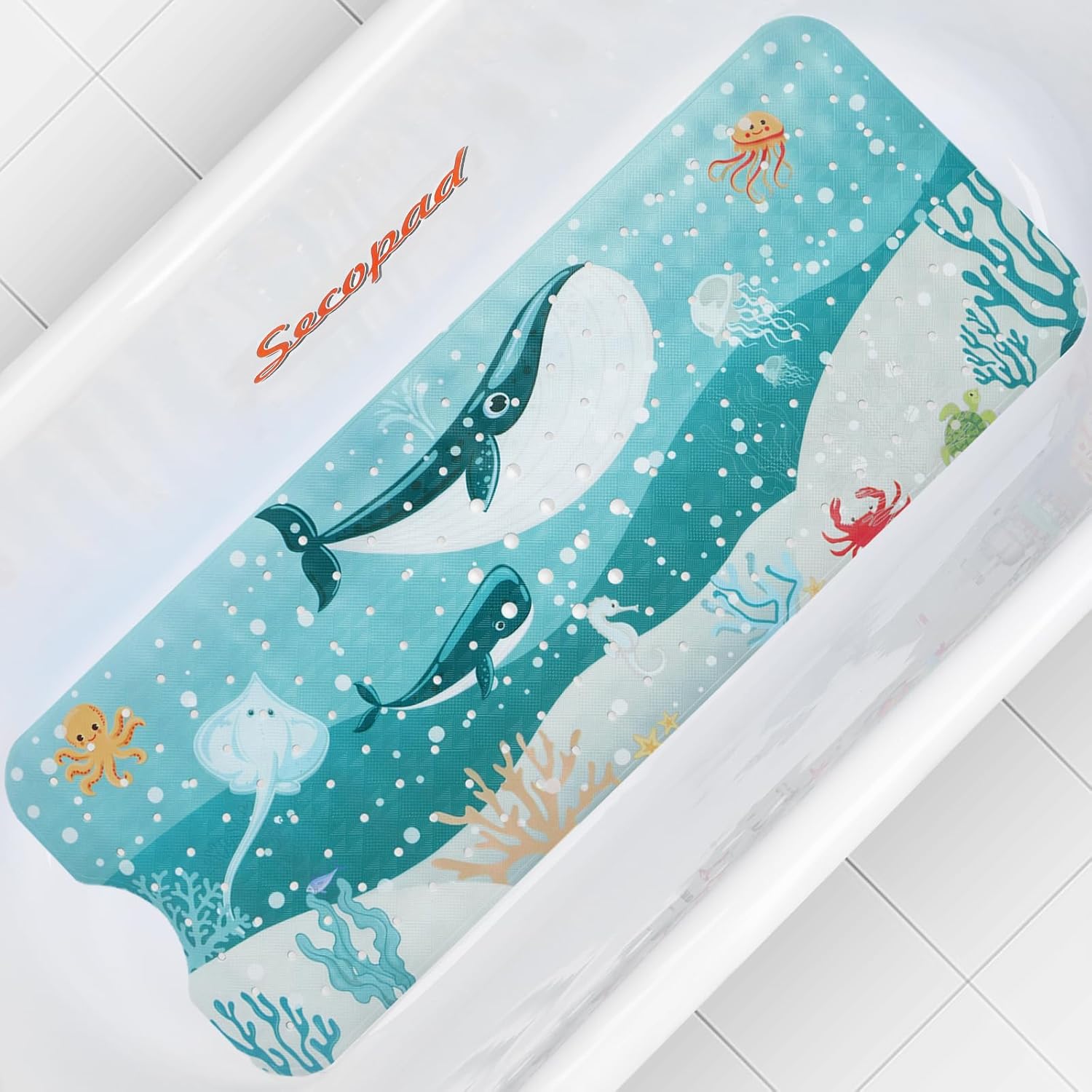 Secopad Baby Bath Mat with Suction Cups and Drain Holes 1