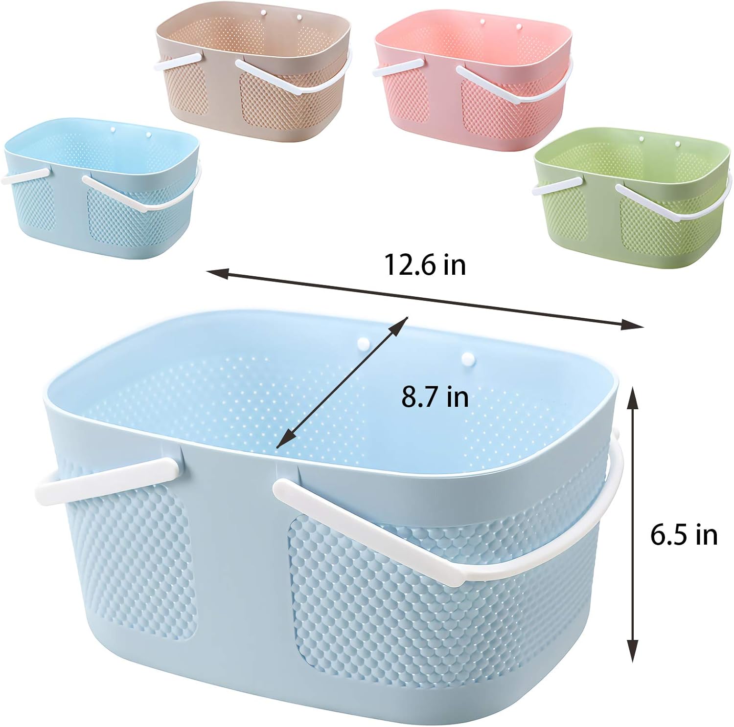 Shower Caddy Basket - Large Capacity Thick Plastic Organizer with Handles Drainage Toiletry Bag