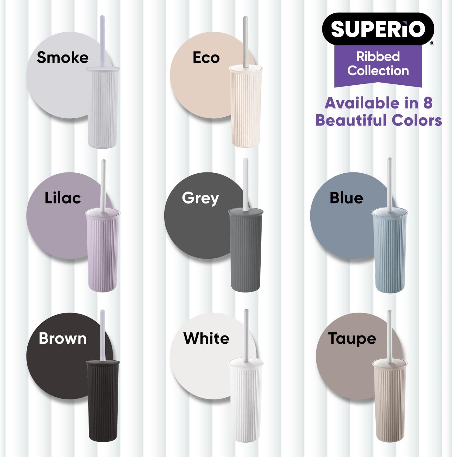 Superio Decorative Toilet Brush Set with Holder Blue