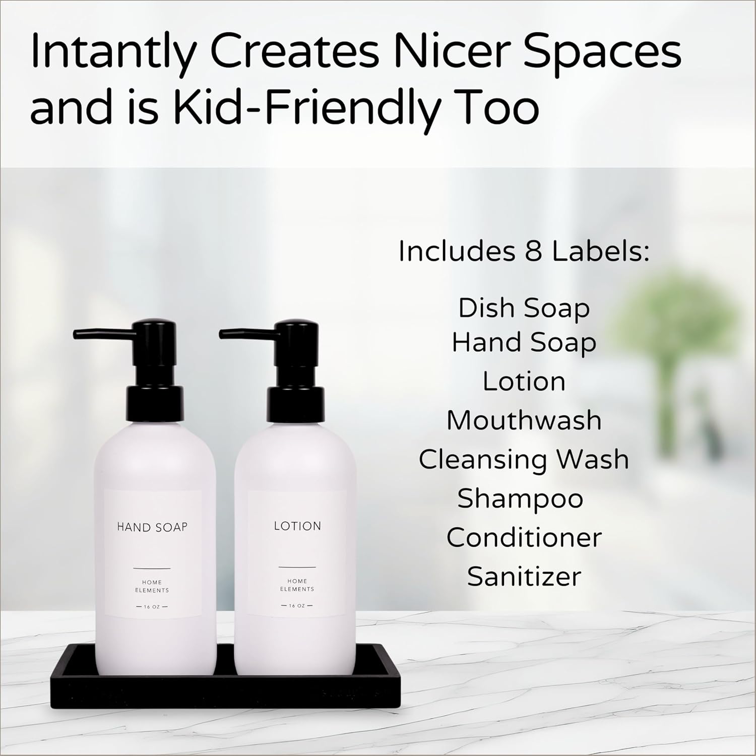 ShatterFree Soap Dispenser Set - 16 oz PET Plastic with Pump Tray