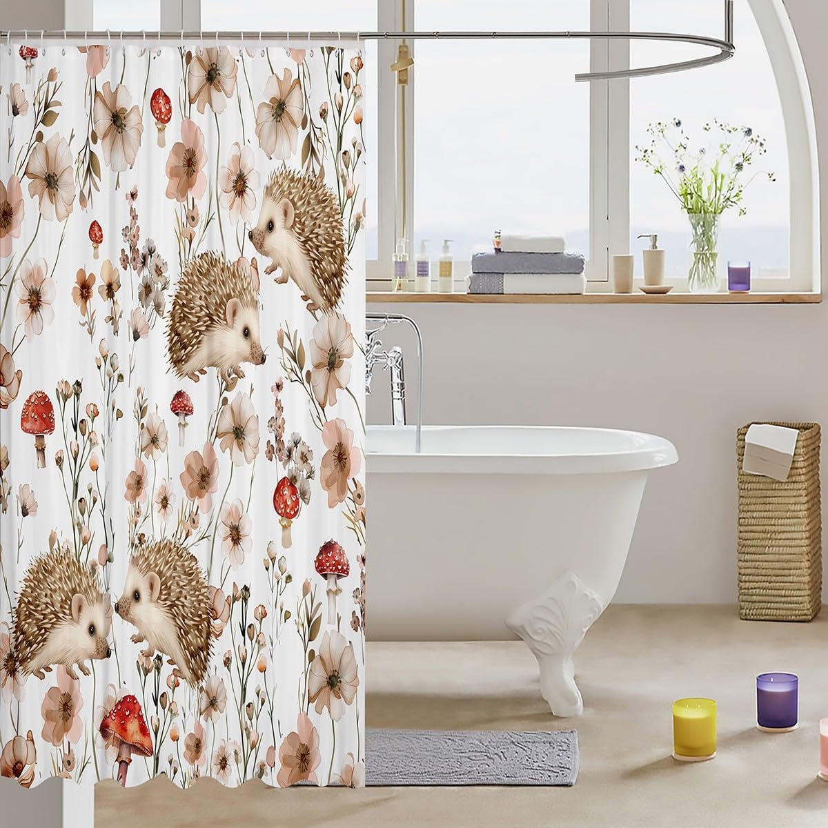 Erosebridal Kids Hedgehog Shower Curtain Set
