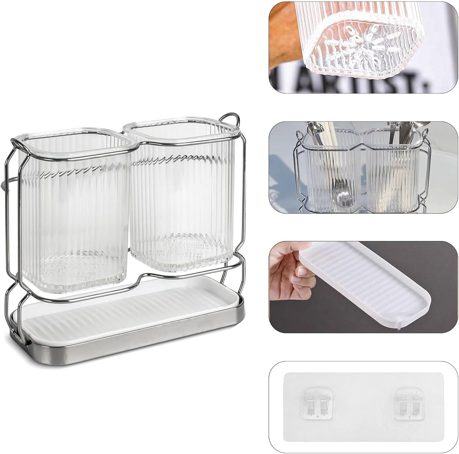 HDFCLUP White Toothbrush Holder with Drain Tray