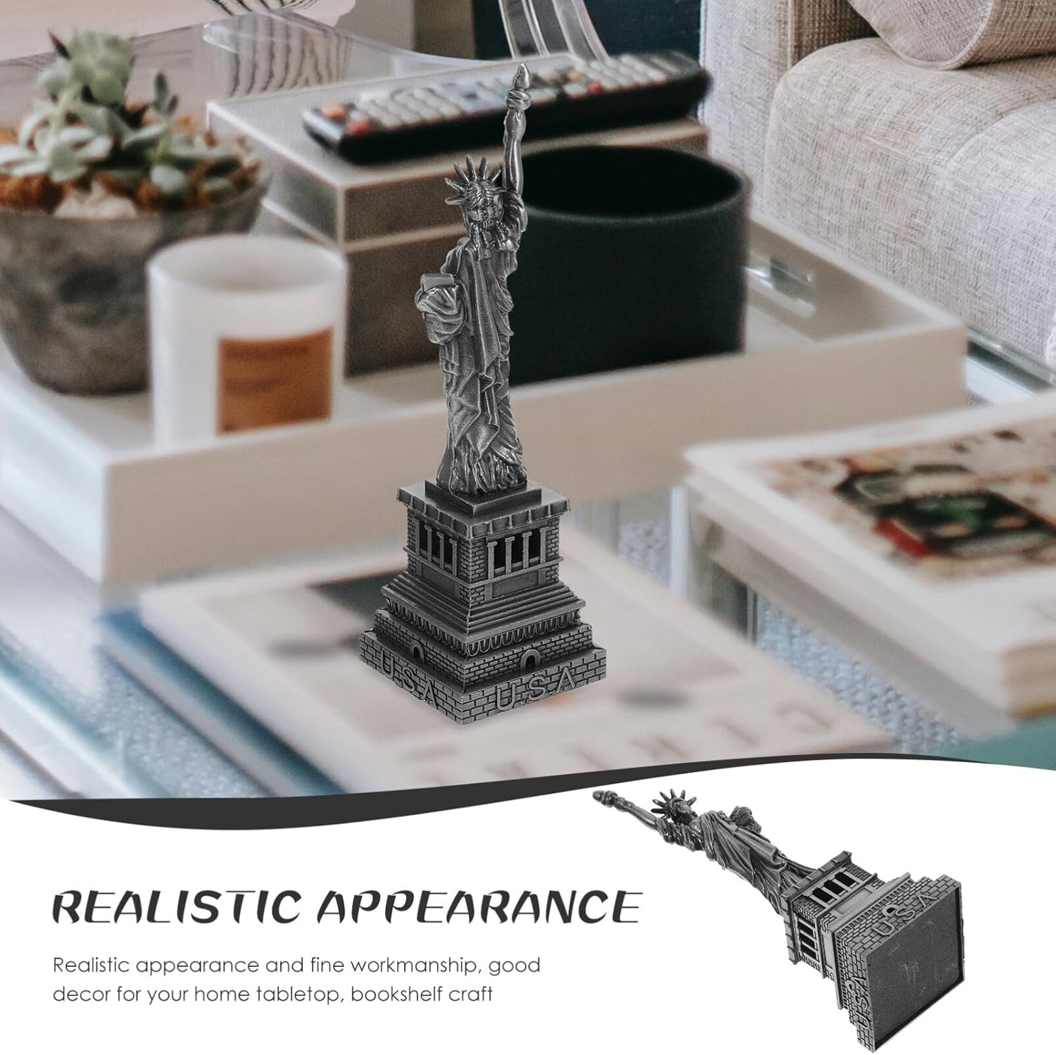 Gray Metal Statue Figurine New York City Landmark Decor