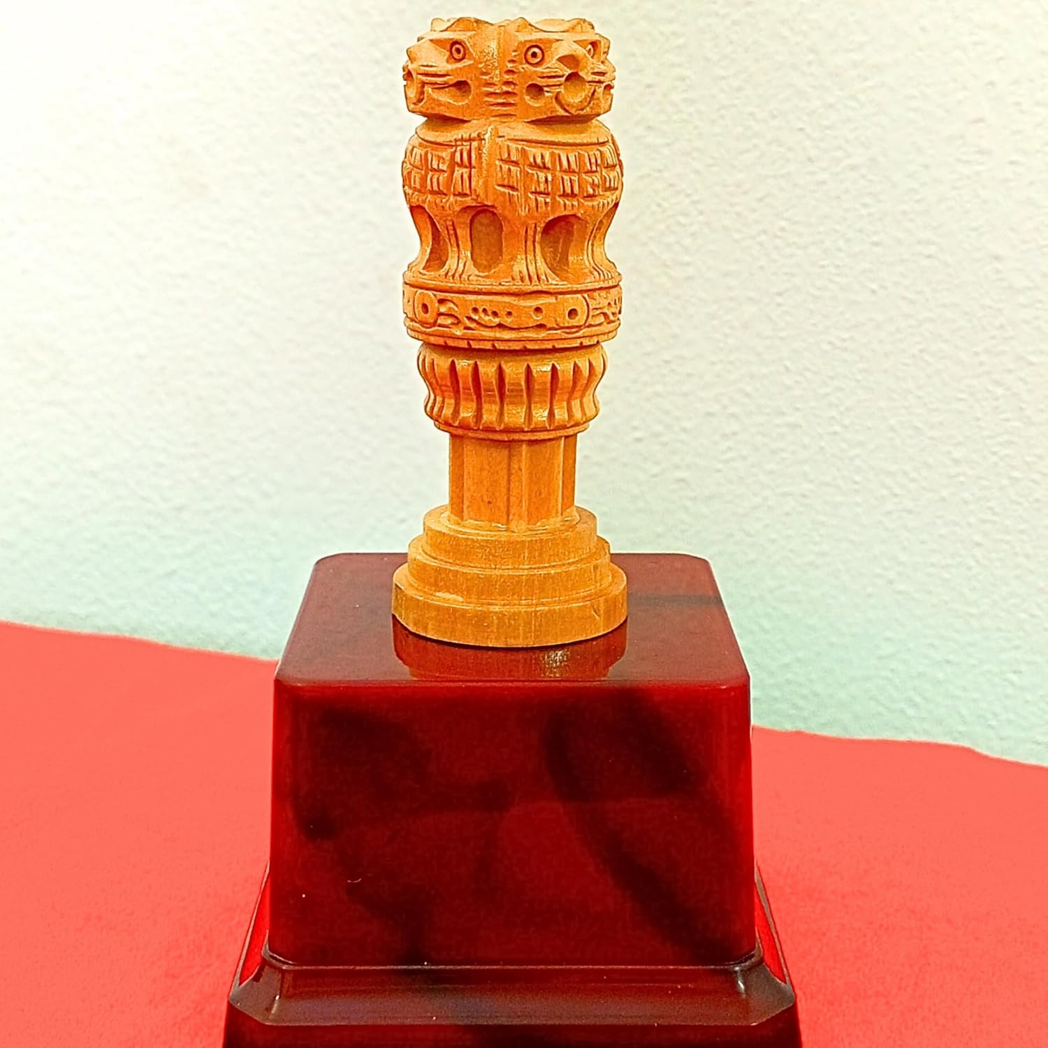 Wooden Ashoka Pillar 3 Inch with Stand 5 Inch