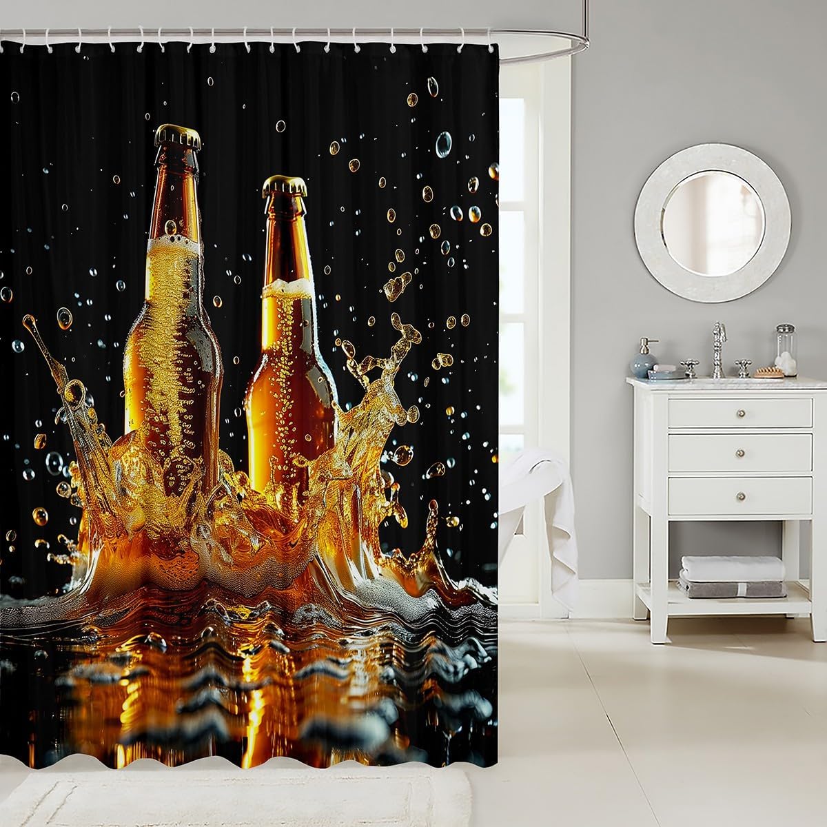 Erosebridal Beer Themed Shower Curtain Set 72x72 1