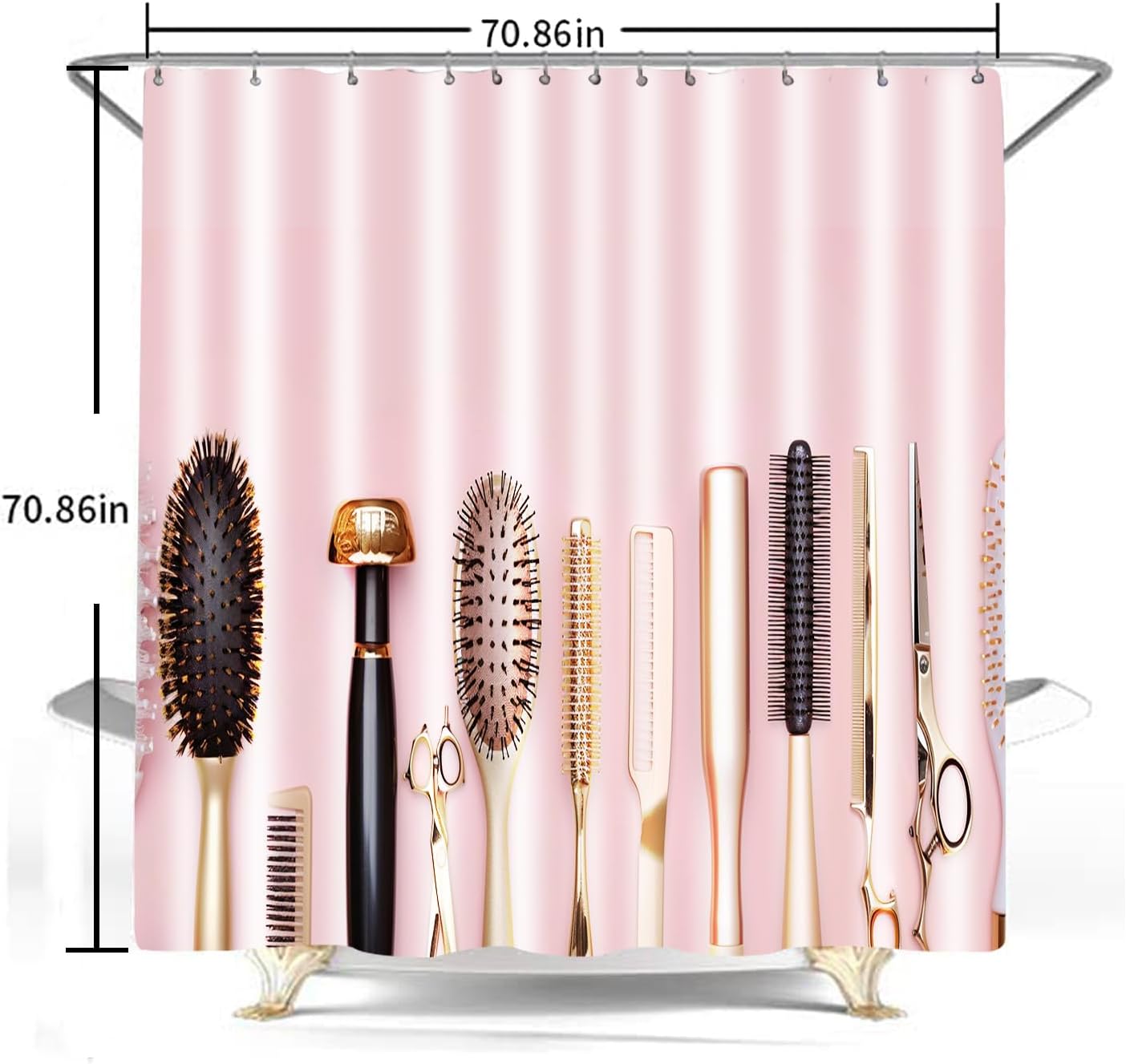 Tucocoo Golden Hairdresser Decor Shower Curtain with 12 Hooks