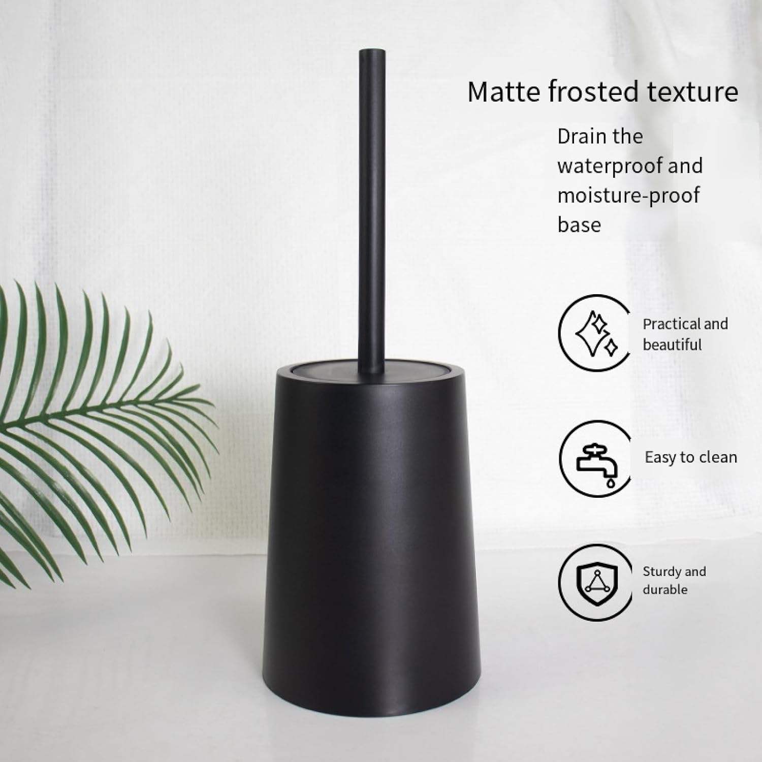 Detachable Toilet Brush with Holder - Black and Grey
