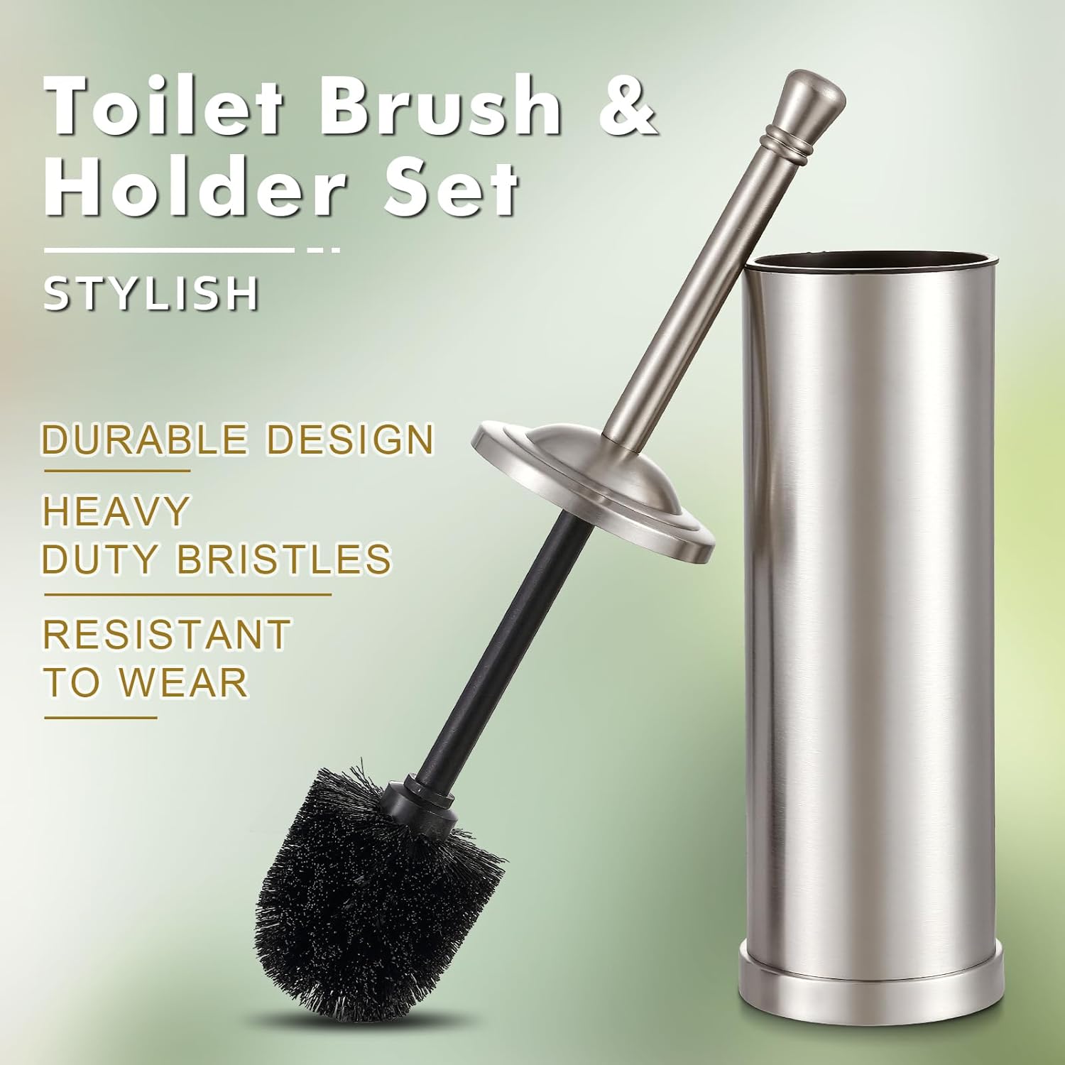 Hioflyme Toilet Brush with Holder Durable and Splash-Resistant