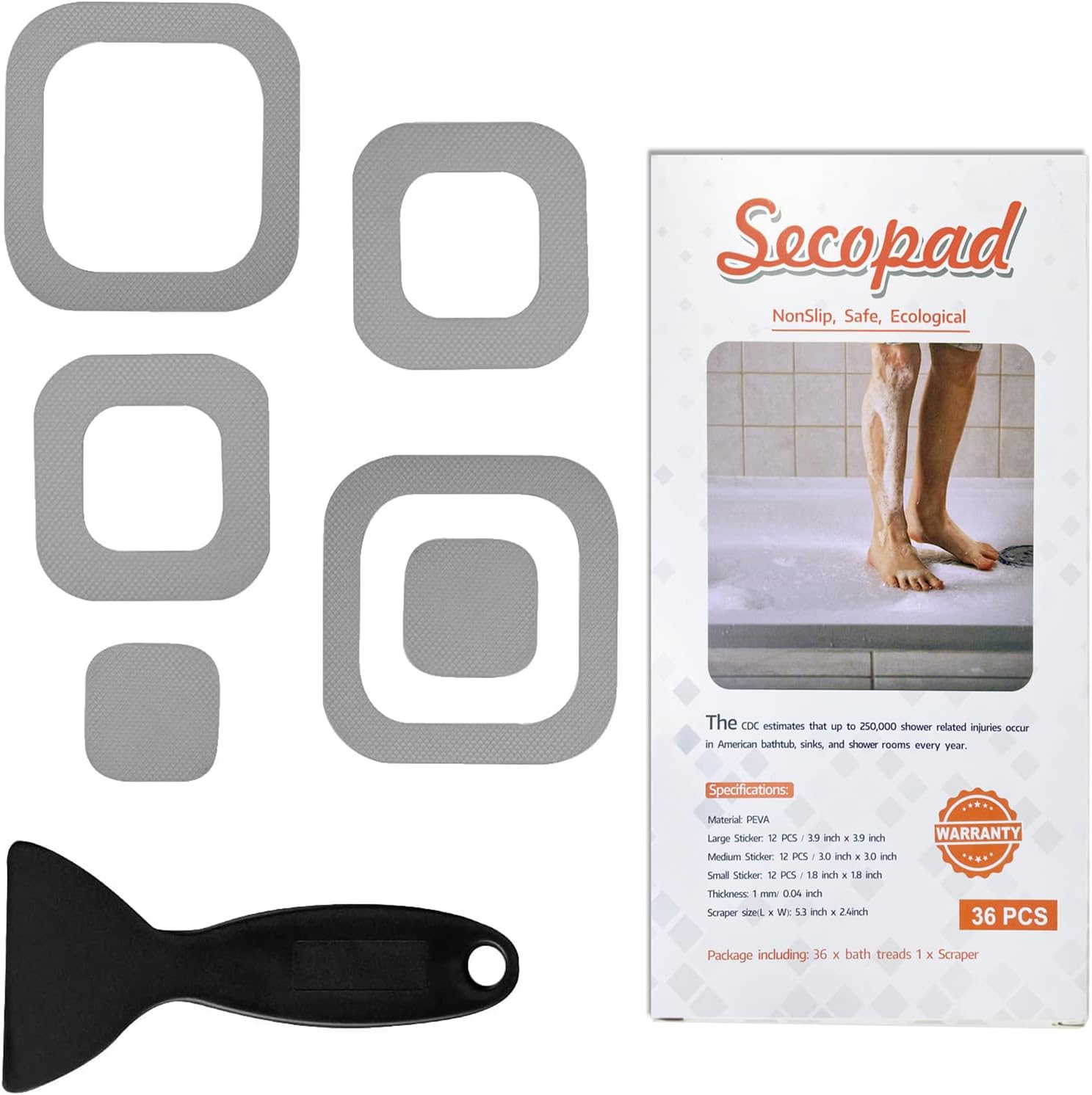 Non-Slip Bathtub Stickers with 72 PCS and Scraper
