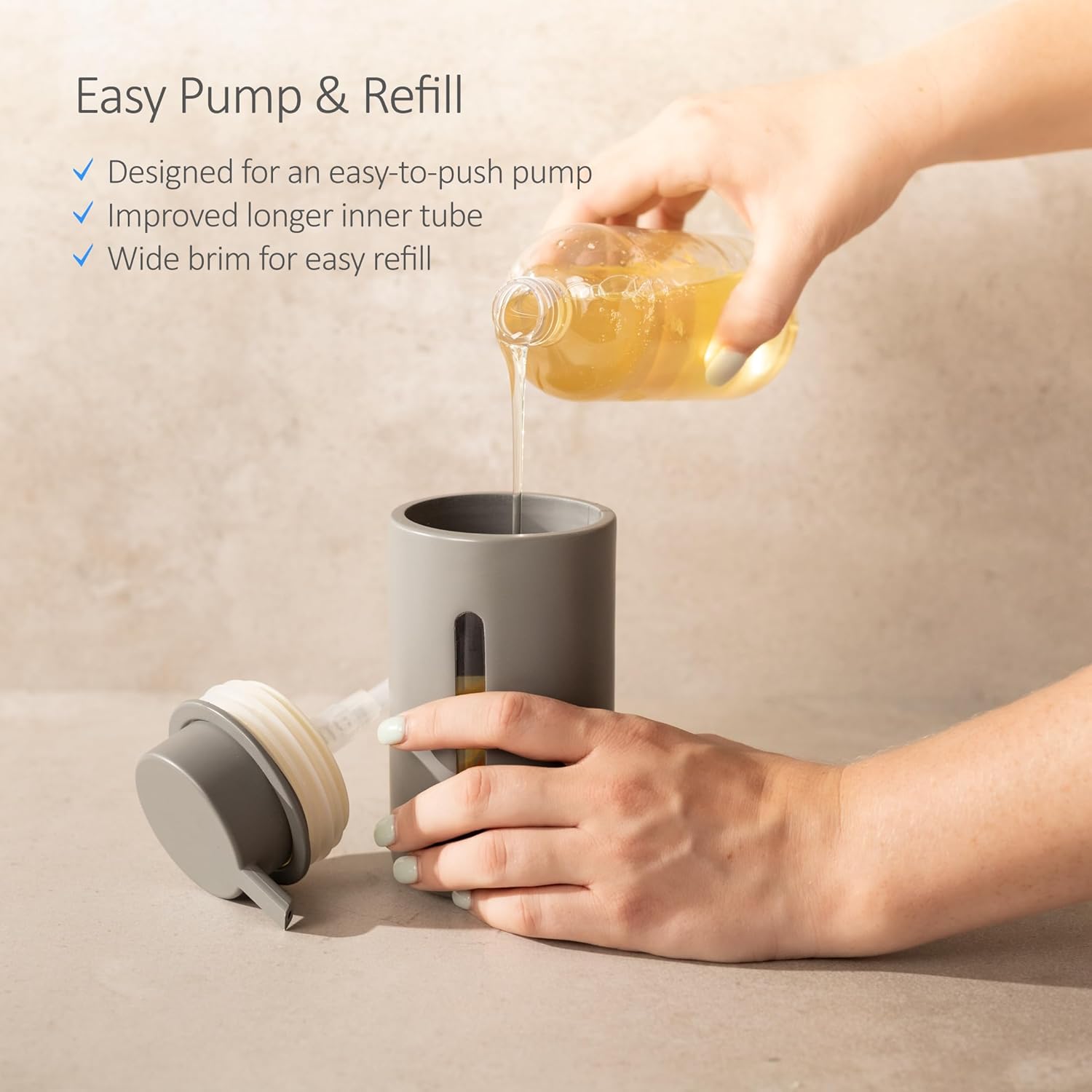 Gray Soap or Lotion Dispenser with Display Window