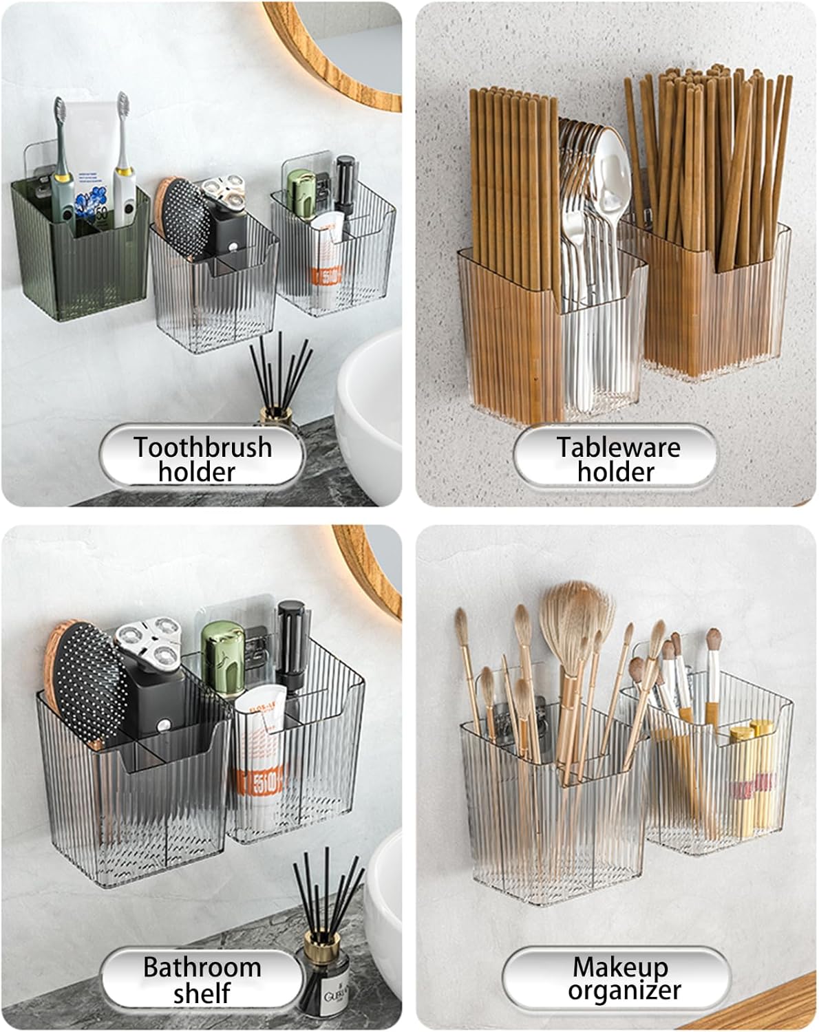 Lae Nuvole Set Of 2 Wall Mounted Shower Caddy Organizer Bins