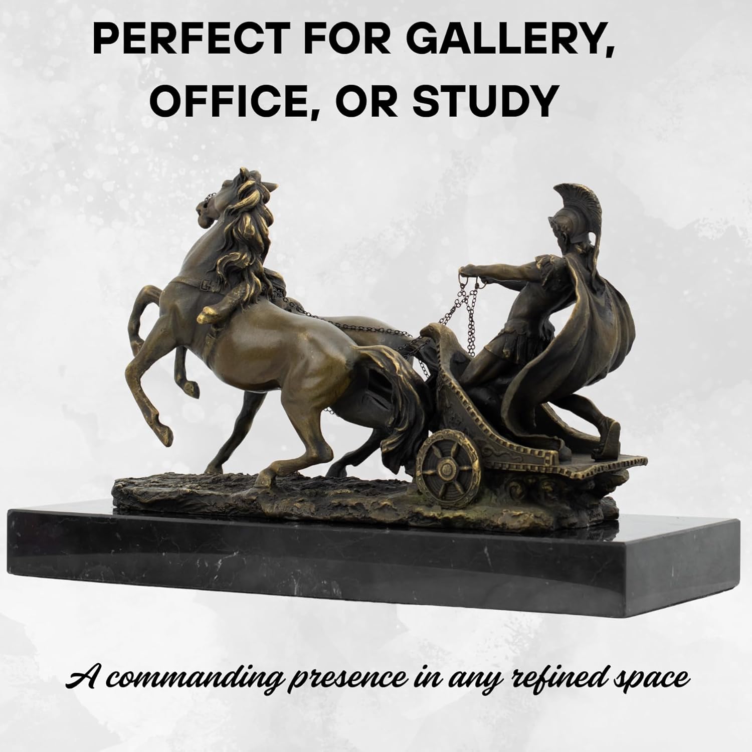YouFine Bronze Greek Warrior Chariot Statue - 122 Inch