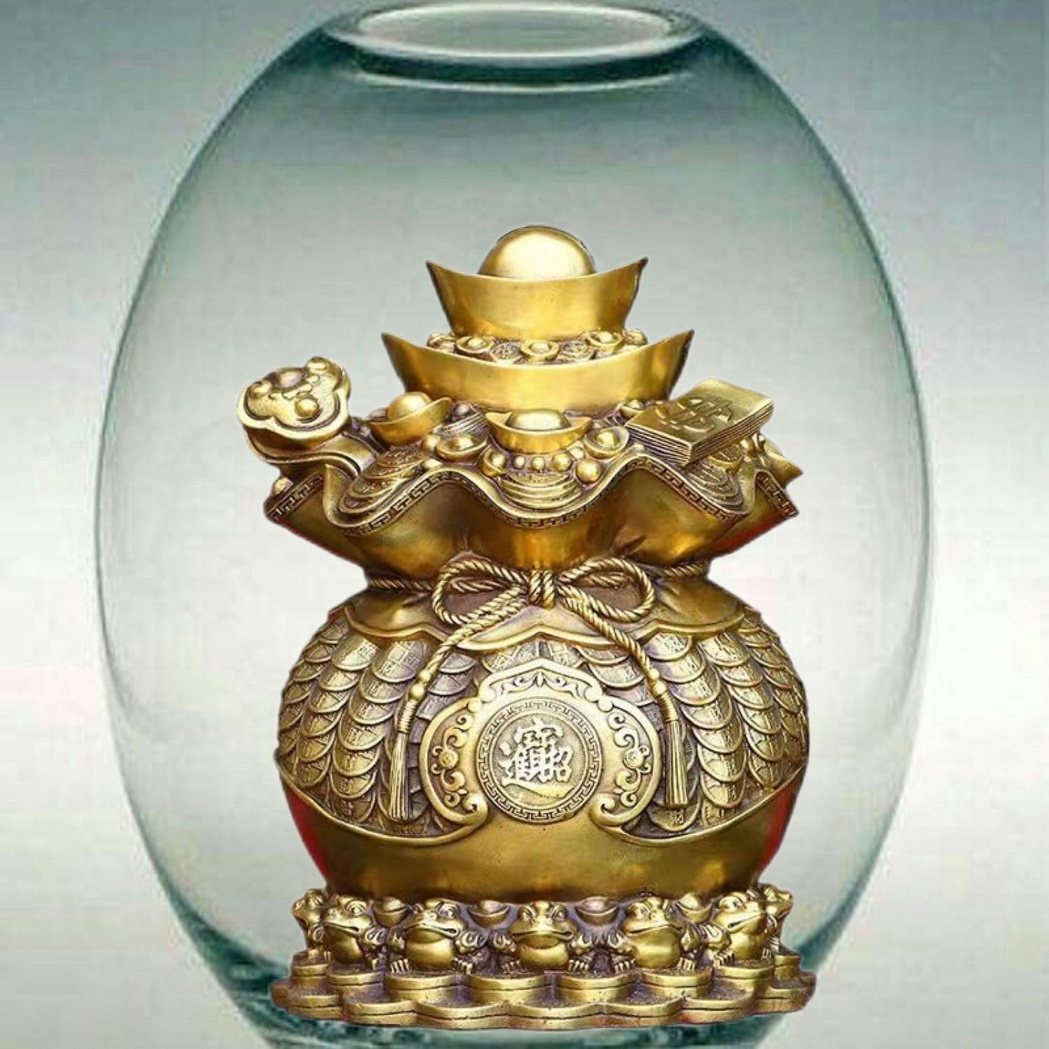 Feng Shui Golden Treasure Basin Figurine for Wealth and Prosperity