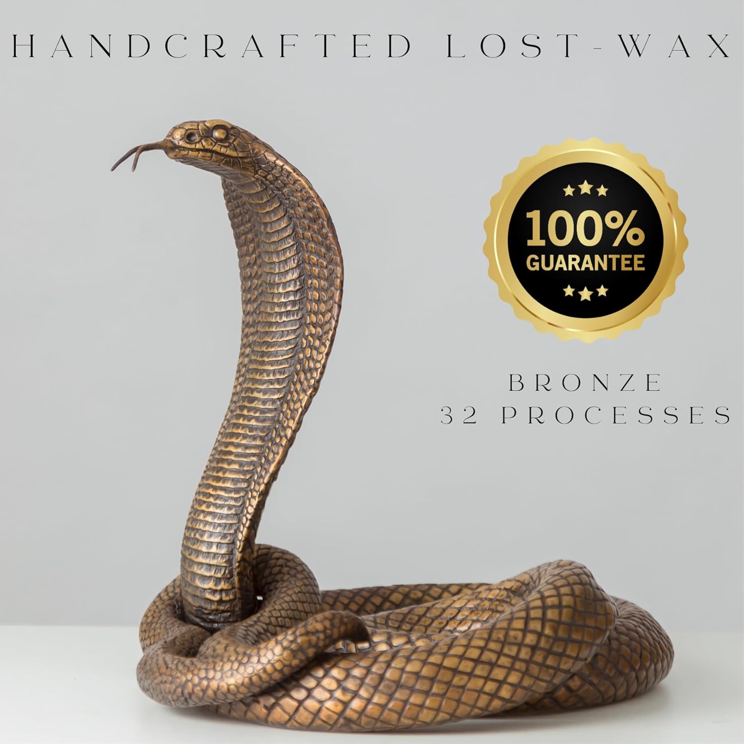 YouFine Bronze King Cobra Sculpture 134 Lifelike Statue 1