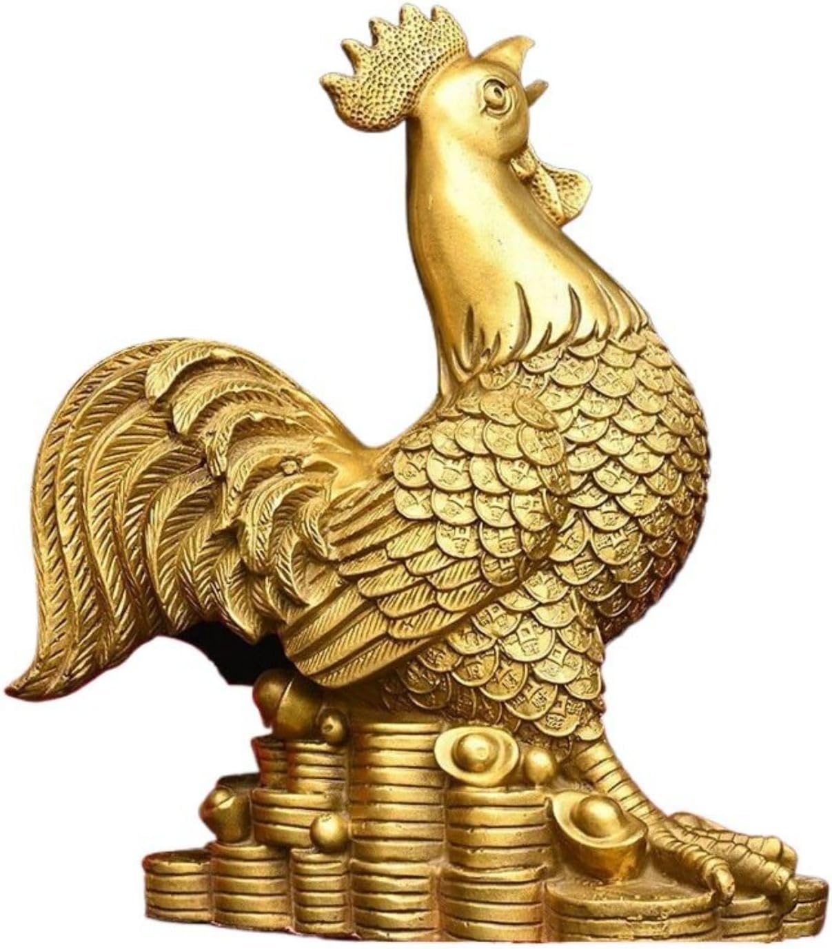 Ecqizer Feng Shui Chinese Golden Chicken Statue