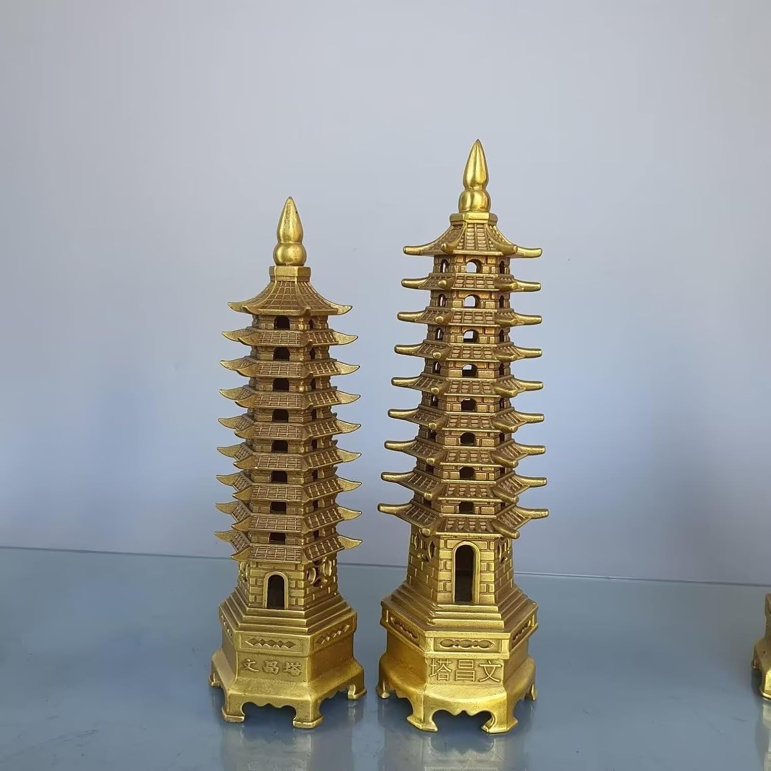 Brass Wenchang Pagoda Tower Figurine 9 Layers
