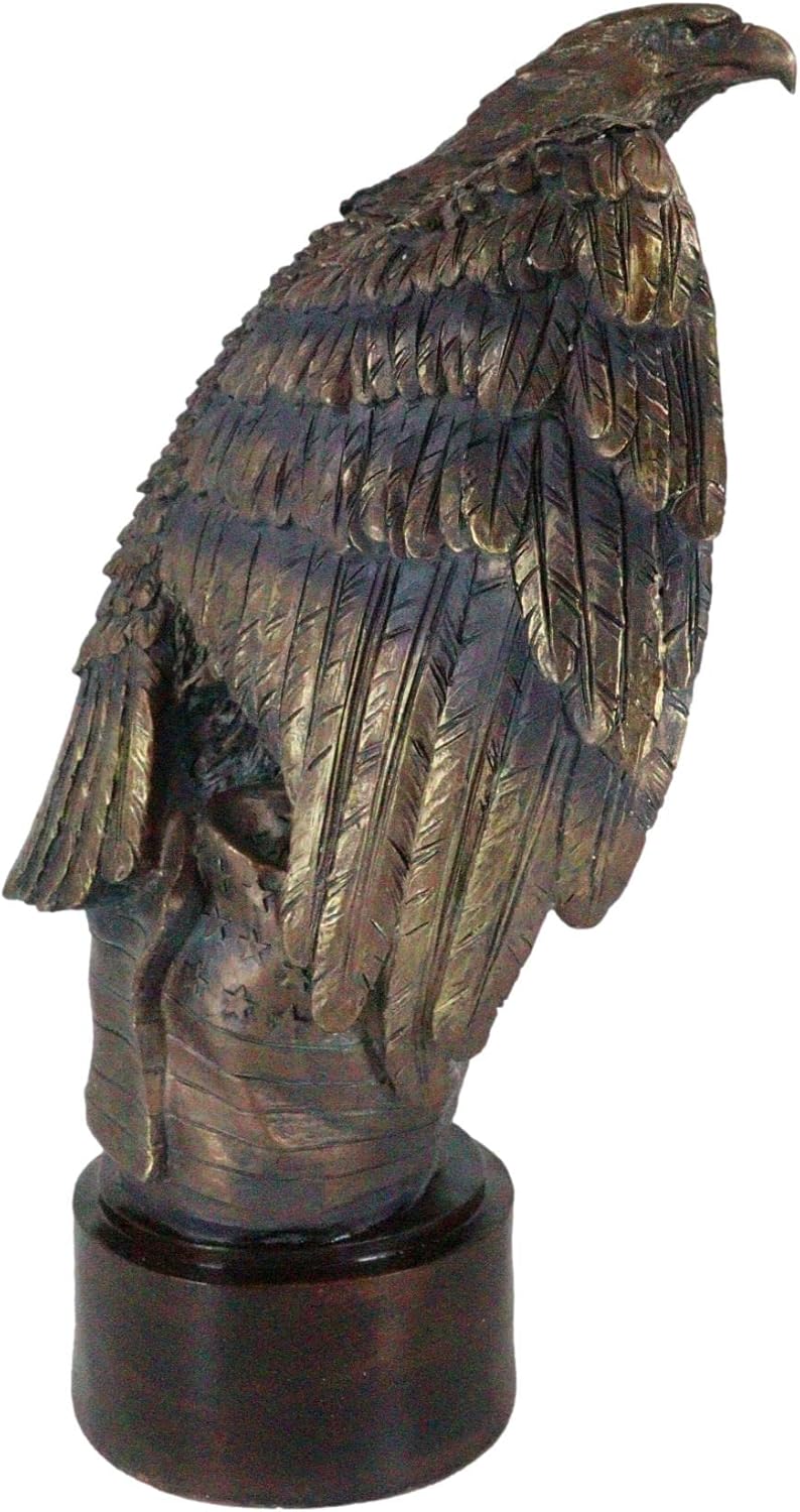 Ebros Gift Patriotic Bald Eagle Flag Statue