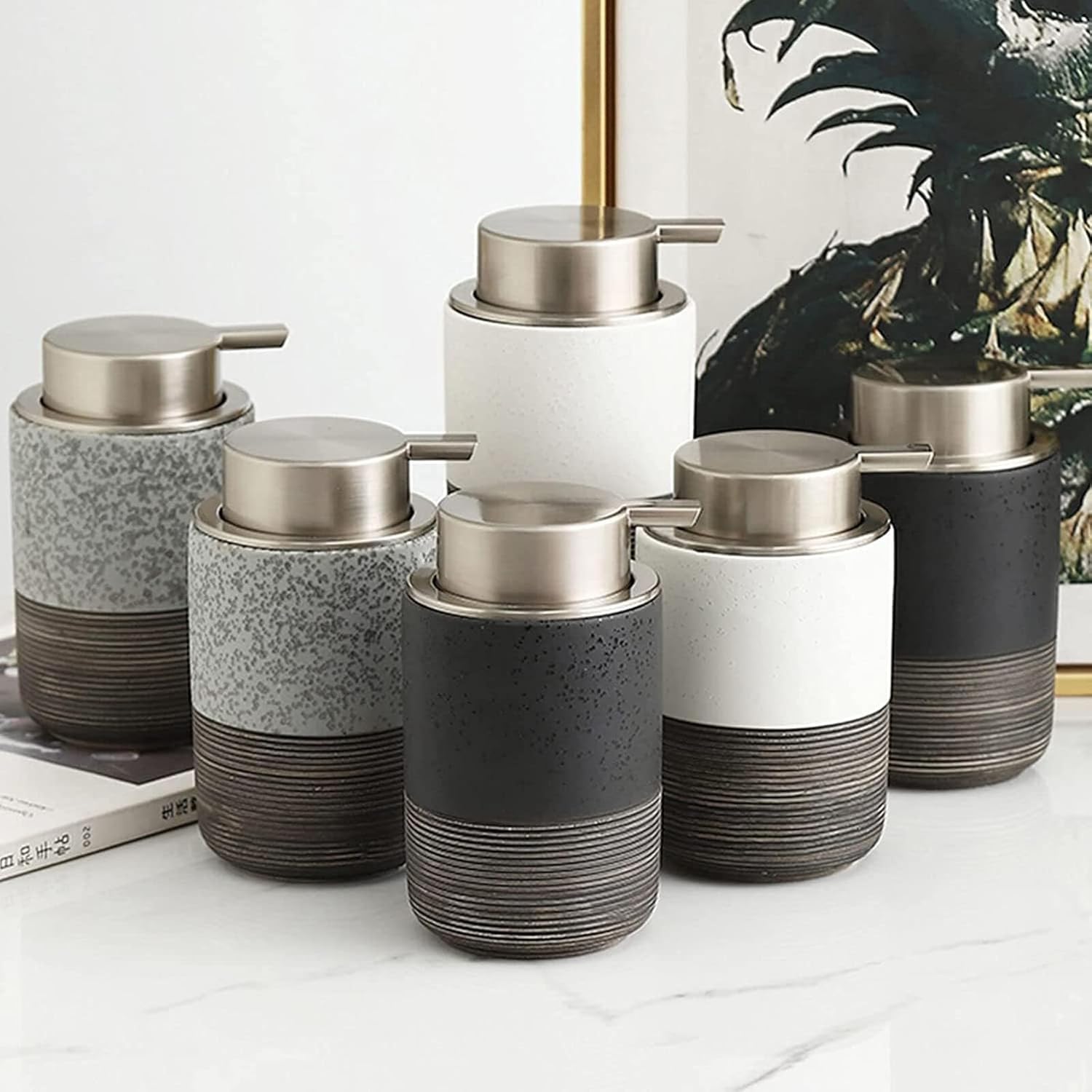 Ceramic Foaming Hand Soap Dispenser with Easy-to-Press Pump White